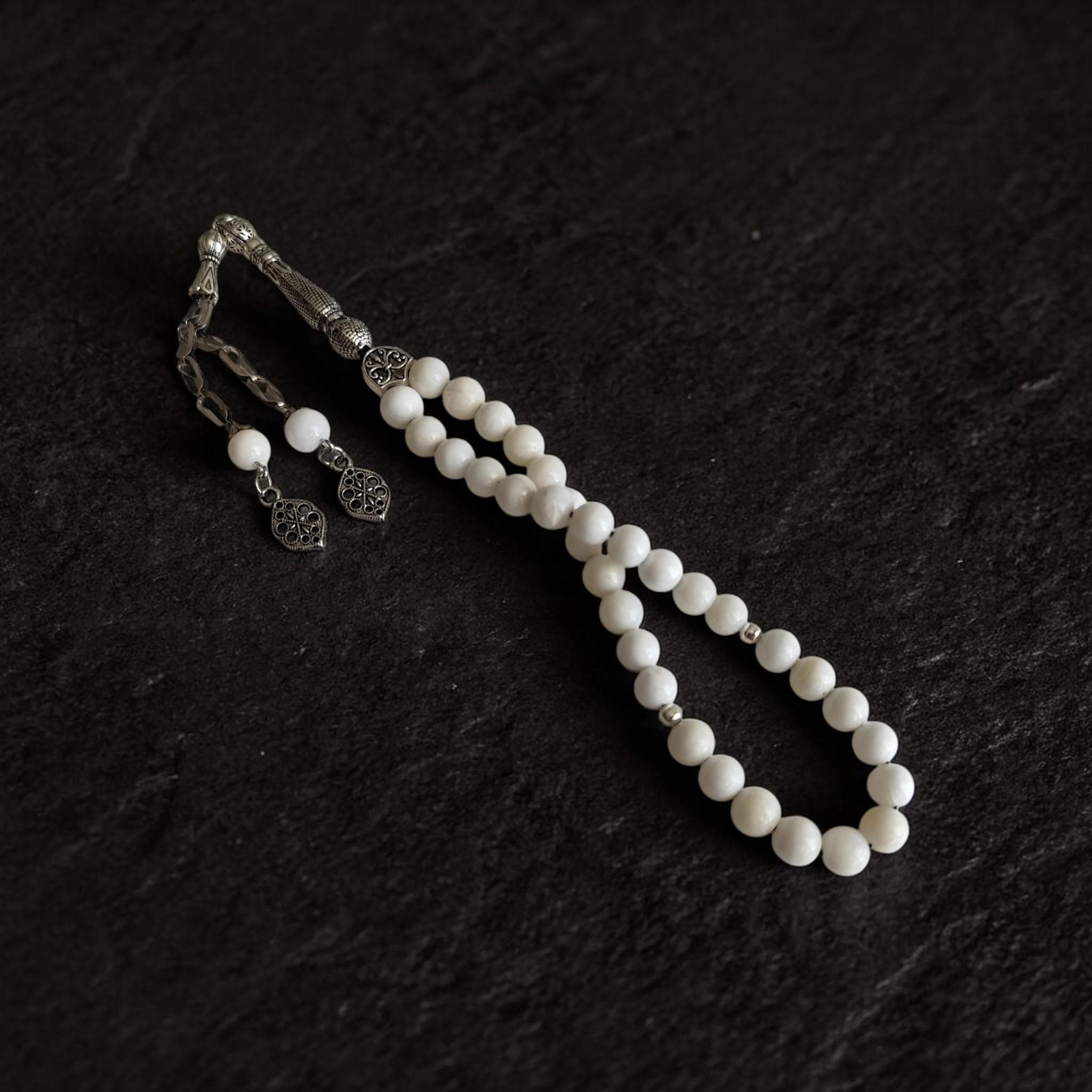 Tasbih 33, Muslim Prayer Beads, White Rosary, Tasbeeh Favor, Misbah, Sibha, Islamic Present, Worrry Beads, Mother of Pearl Tasbih, Dhikr - image 5