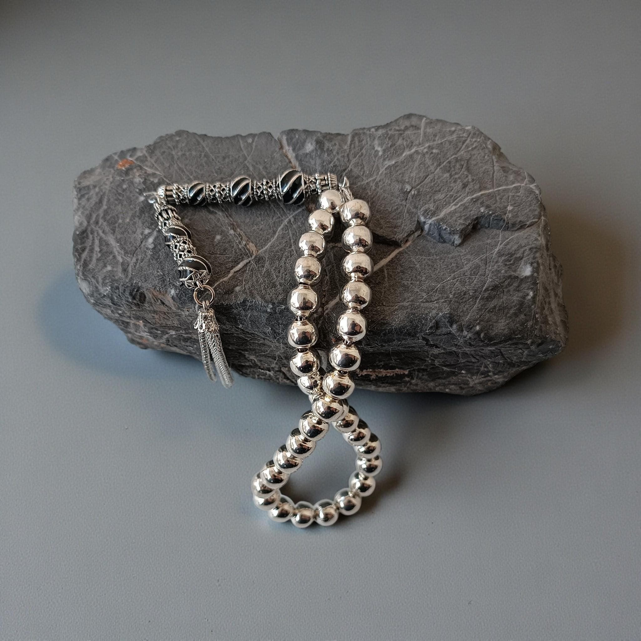 Silver Color Metal Prayer Beads, Men's Tasbih 33, Muslim Rosary, Masbaha - image 4