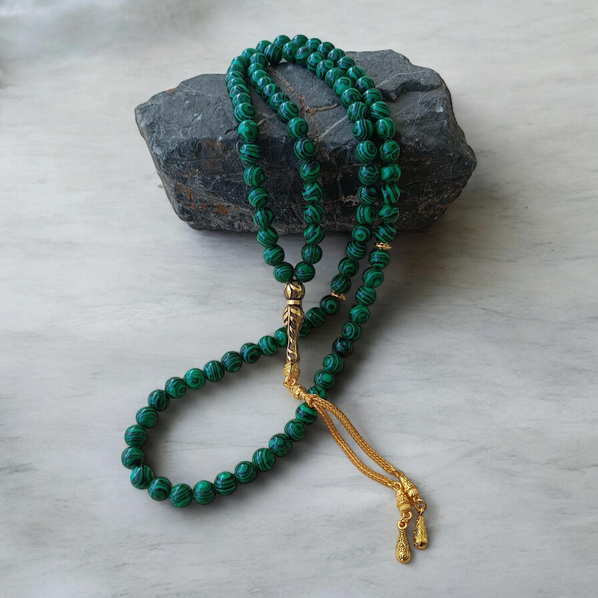 Green Gemstone Tasbih, Malachite Rosary, Green Prayer Beads, Tasbih 33, Muslim Rosary, Islamic Gift, Tasbeeh Gift, Masbaha, Malachite Sibha - image 4