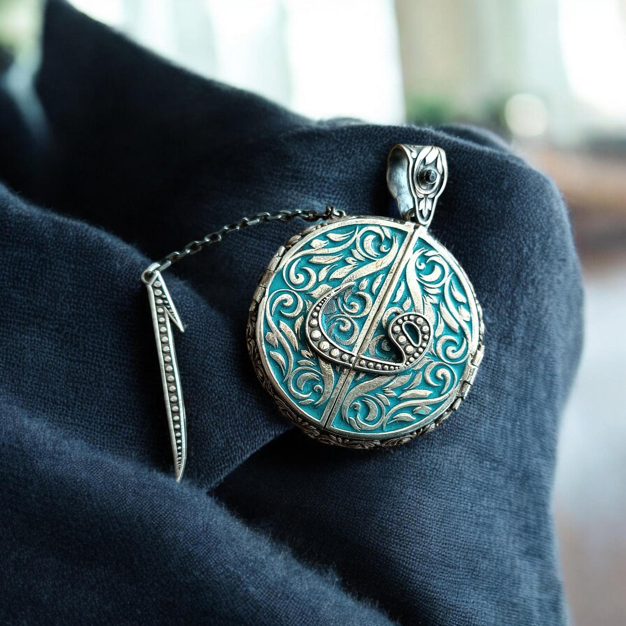Family Tree Locket, Sterling Silver Doule Sided Medallion, Customizable Necklace, Custom Gift for Mom, Unique Father Gift, Gift for Husband - image 5