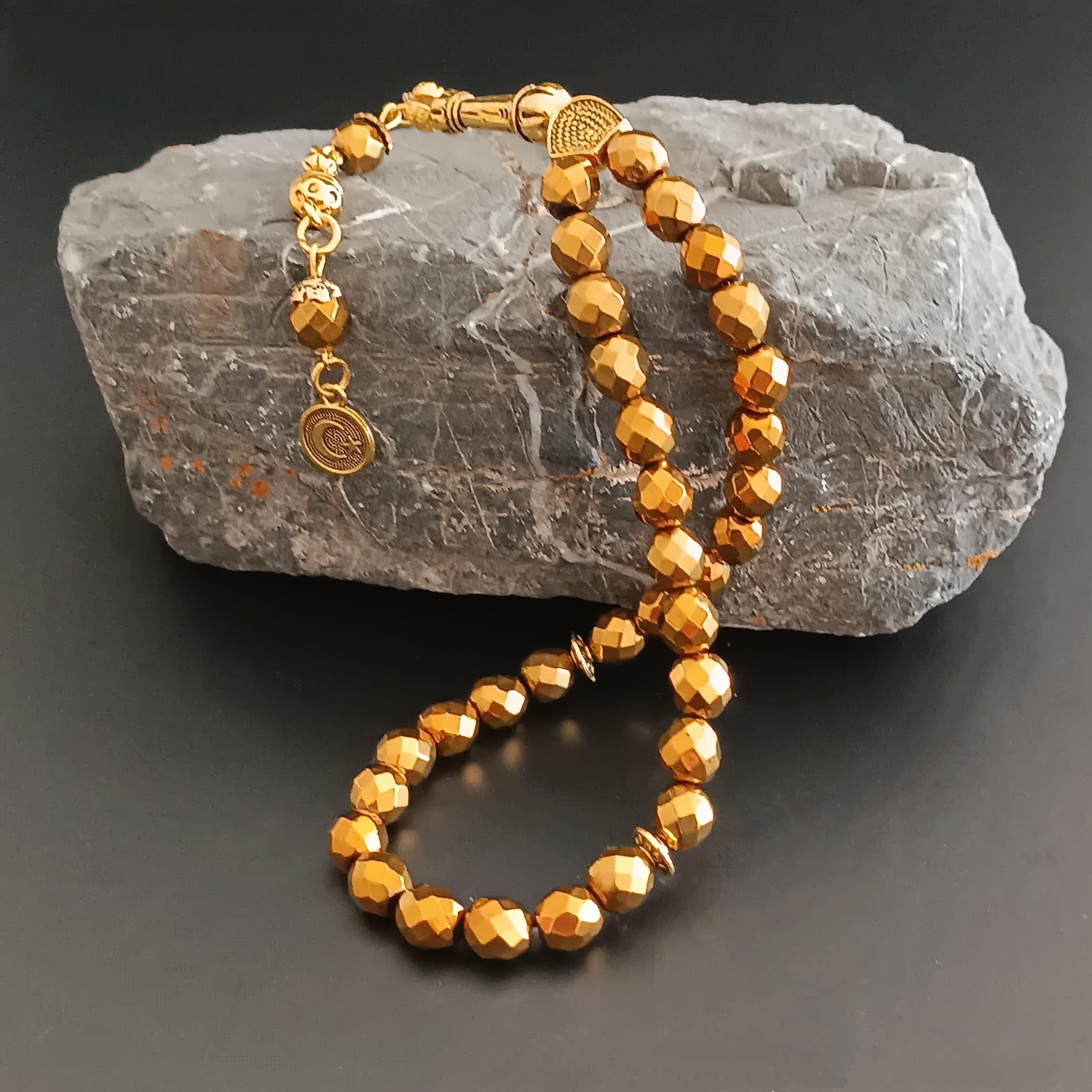 Gold Color Rosary, Tasbih 33 Beads, Metal Prayer Beads, Tasbeeh Personalized, Subha, Misbah, Worry Beads, Tasbih Gift, Islamic Gift, Dhikr - image 4