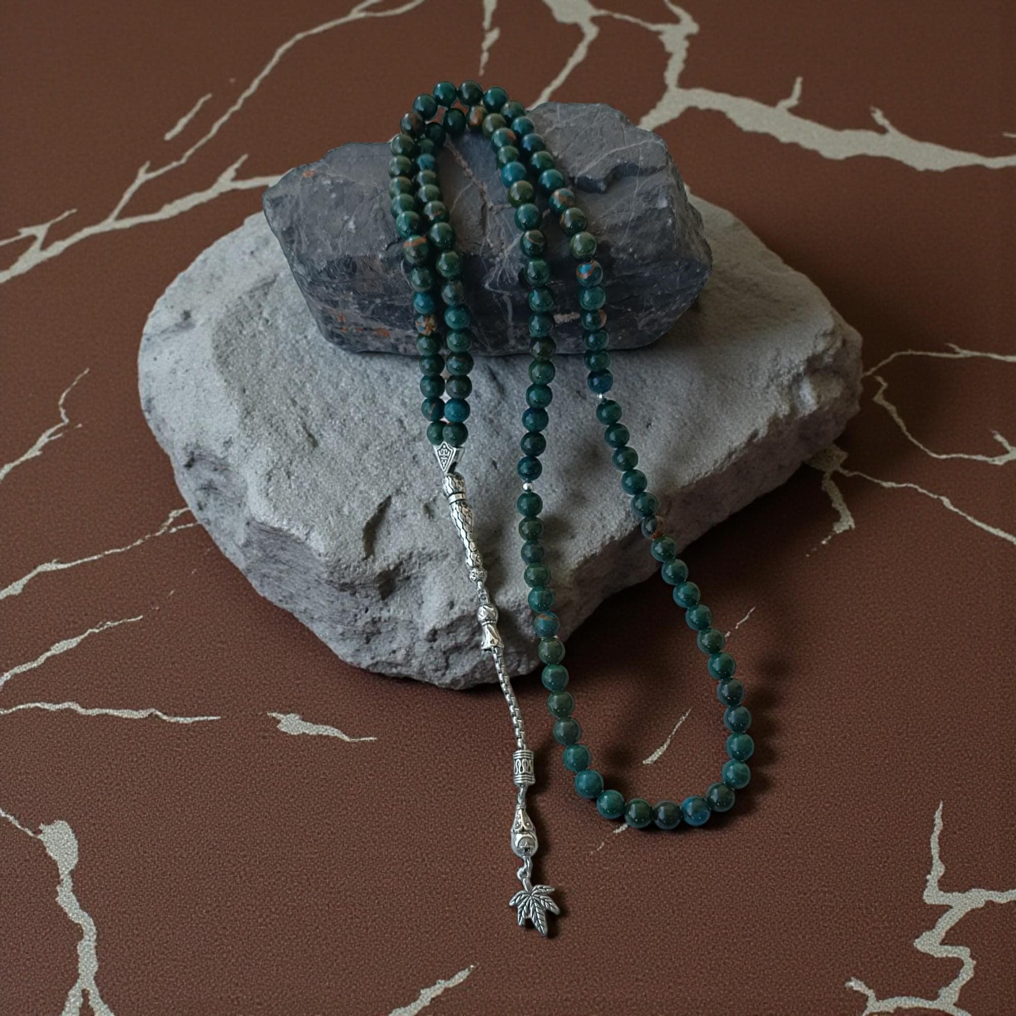 Rosary Beads 99, Prayer Beads 8mm, Quartz Tasbih, Tasbeeh Present, Gemstone Masbaha, Green Sabha - image 4