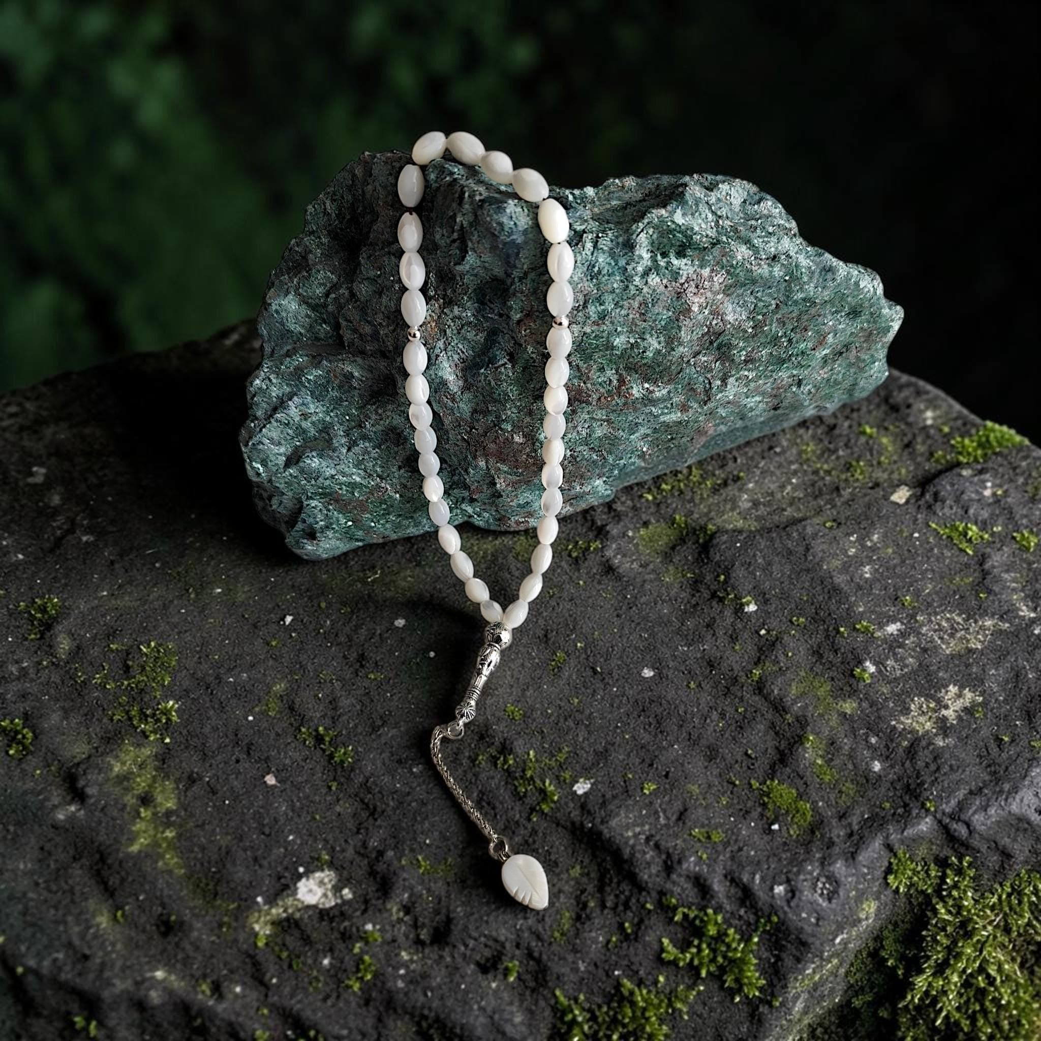 Handmade Mother of Pearl Beads for Pray, Tasbih 33 Beads, White Prayer Beads, Muslim Rosary, Personalized Tasbeeh, Misbah, Sibha, Dhikr