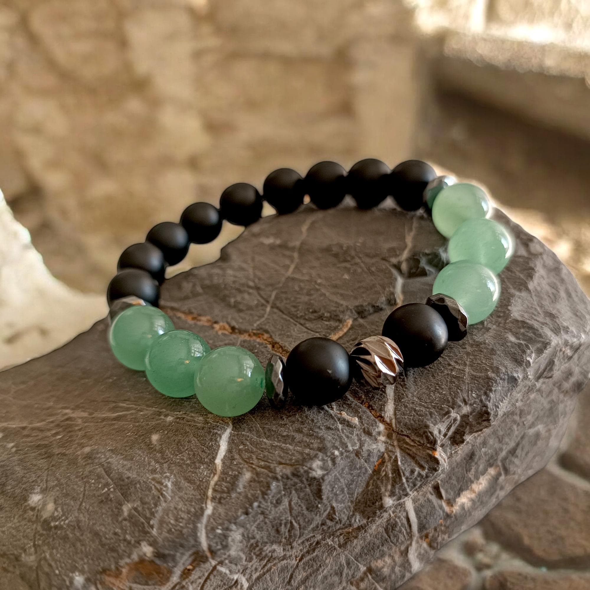Genuine Aventurine Beaded Bracelet, 10mm Aventurine Bracelet, Bracelet for Men, Green Gemstone Bracelet, Green Avemturine Jewelry - image 4