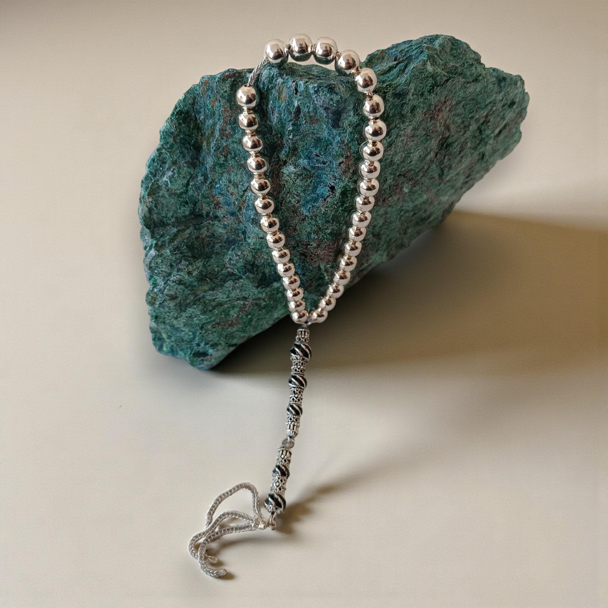 Silver Color Metal Prayer Beads, Men's Tasbih 33, Muslim Rosary, Masbaha - image 5