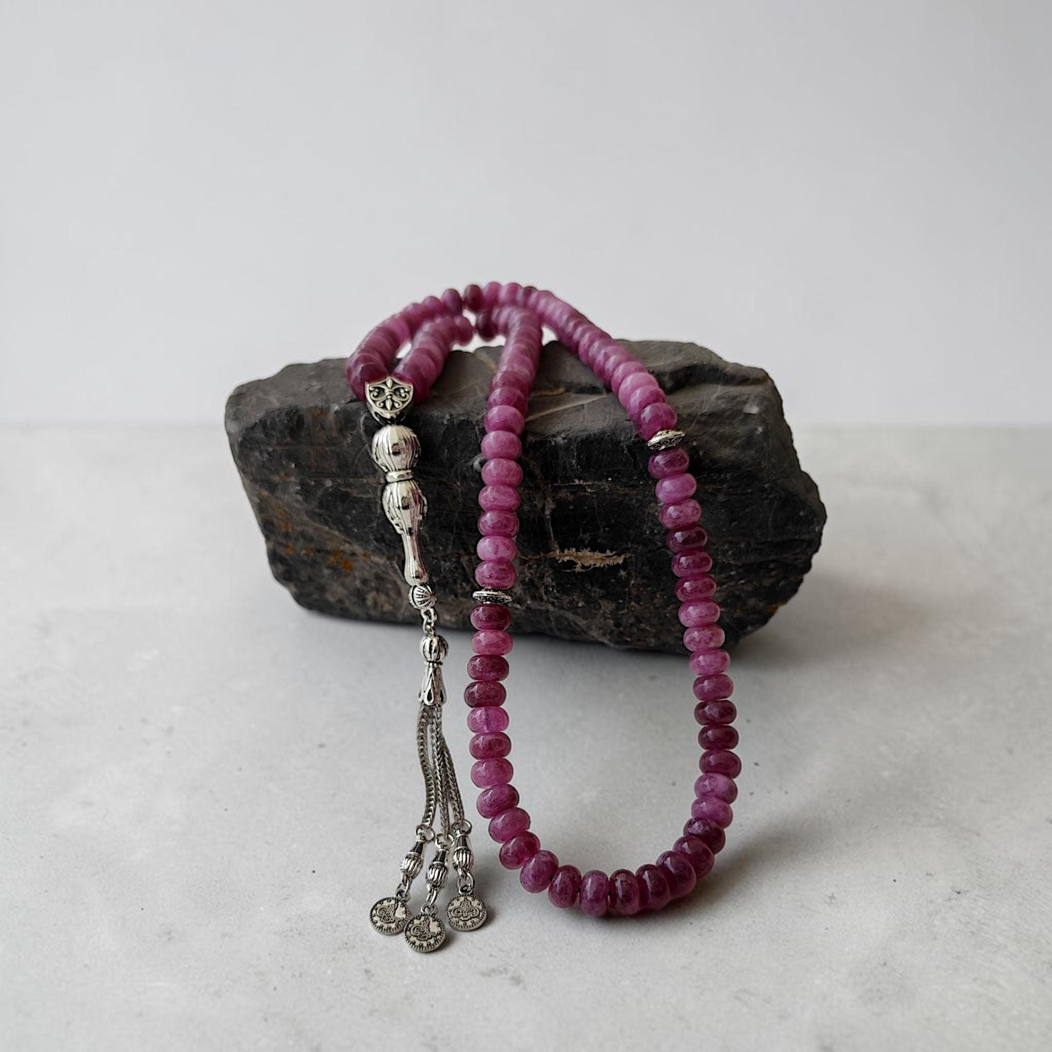 Squeeze Ruby Tasbih, Pink Gemstone Rosary, Red Prayer Beads,Tasbih 99, Islamic Rosary, Muslim Prayer Beads, Eid Gif Idea Subha, Ruby Masbaha