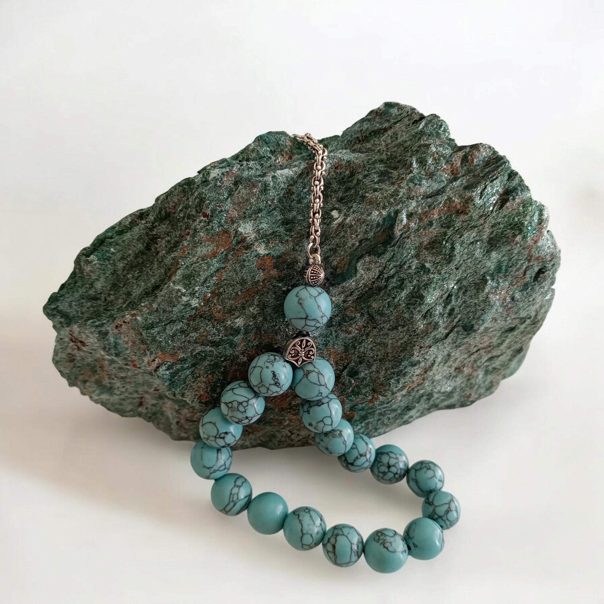 Large Beaded Turquoise Prayer Beads, 13.5 mm Muslim Tasbih, Firuze Tasbeeh, Tasbih Prayer Beads, Gemstone Misbaha, Islamic Present, Eid Gift - image 4