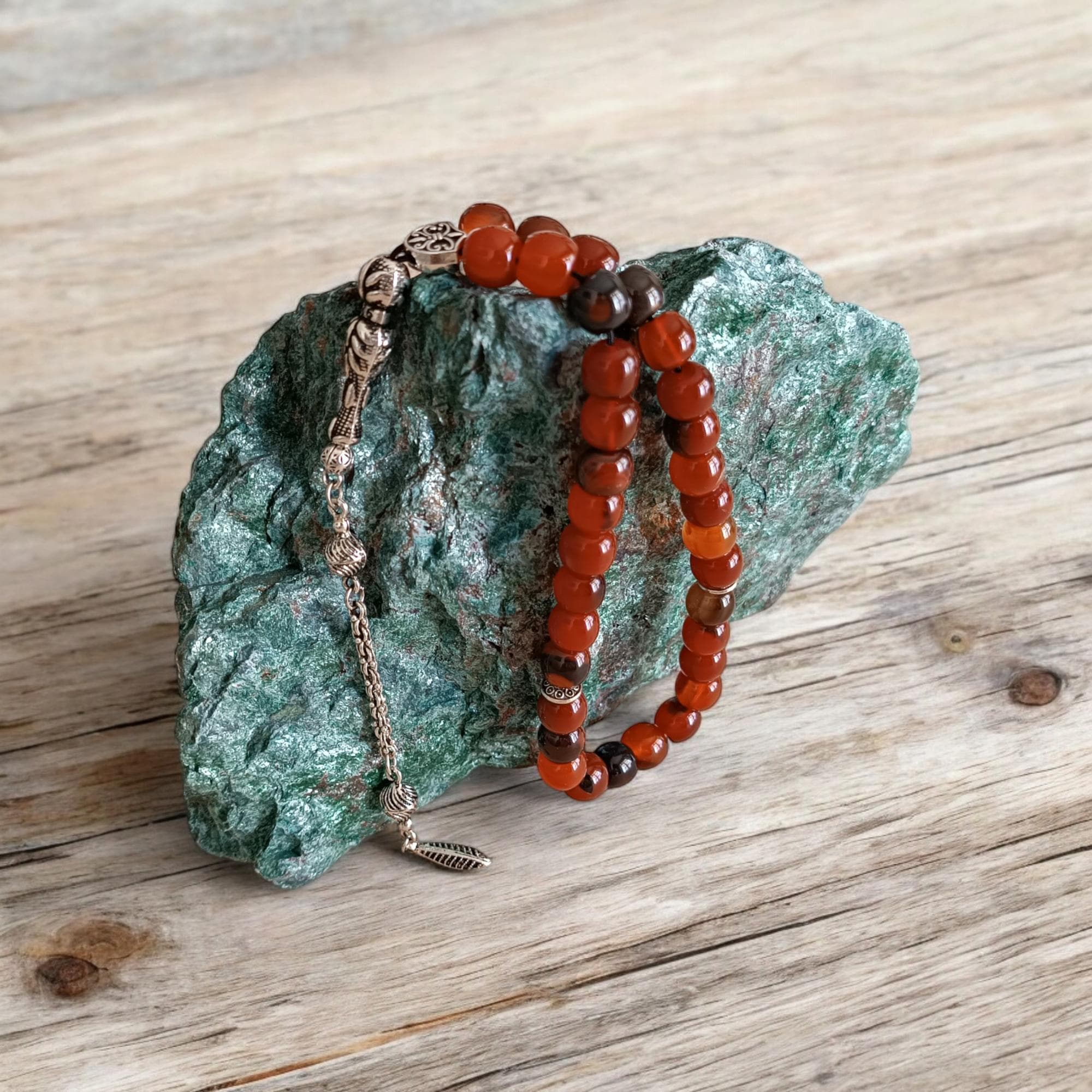 Gemstone Misbah, Agate Tasbih, Tasbeeh Gift, Aqeeq Rosary, Muslim Prayer Beads, Brown Sabha, Tasbih 33, Dhikr Beads, Gemstone Rosary, Tesbih - image 4