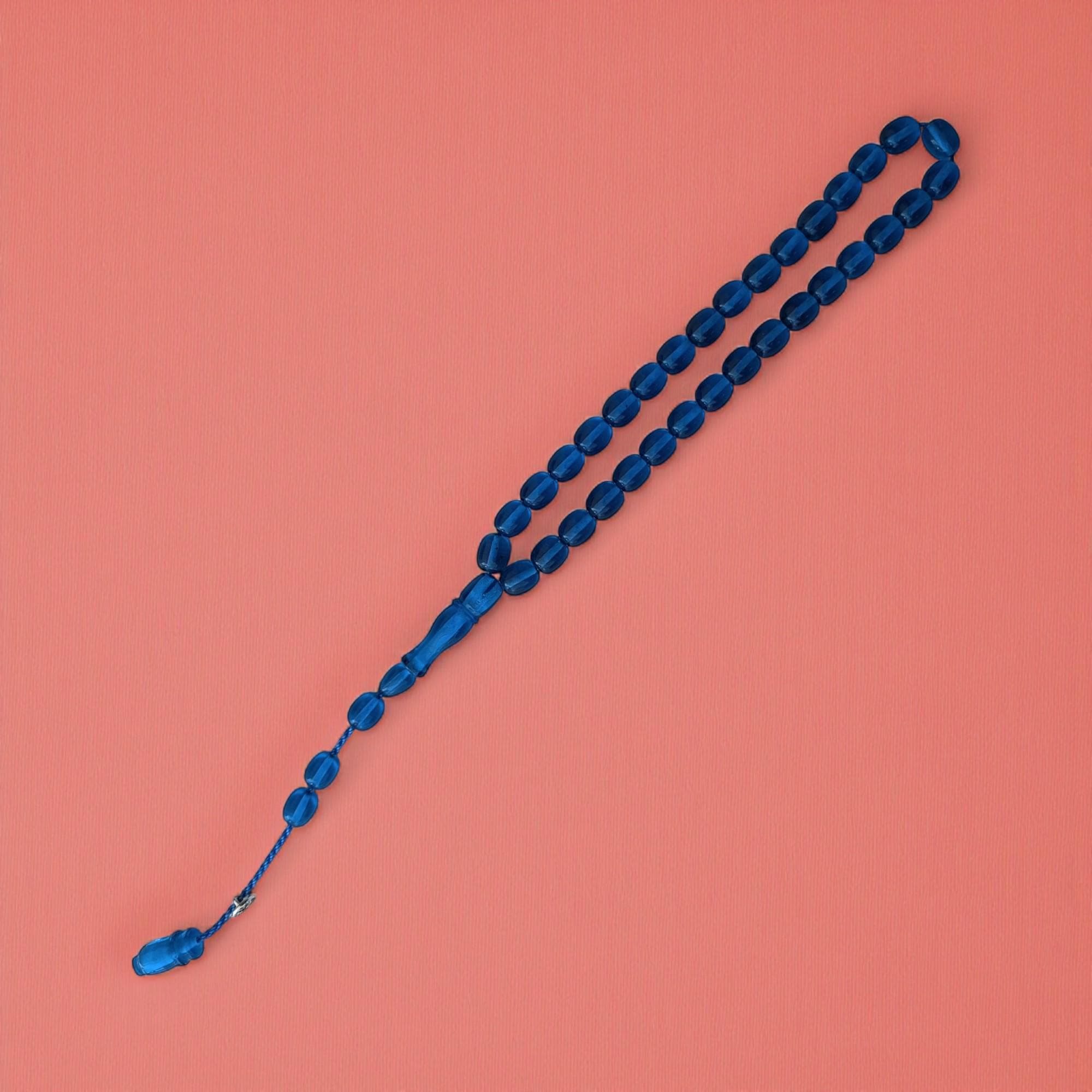Transparent Blue Beaded Tasbih, Blue Bakelite Subha, Small Tasbeeh, Islamic Present for Him, Men's Prayer Beads, Bakelite Rosary Beads - image 5
