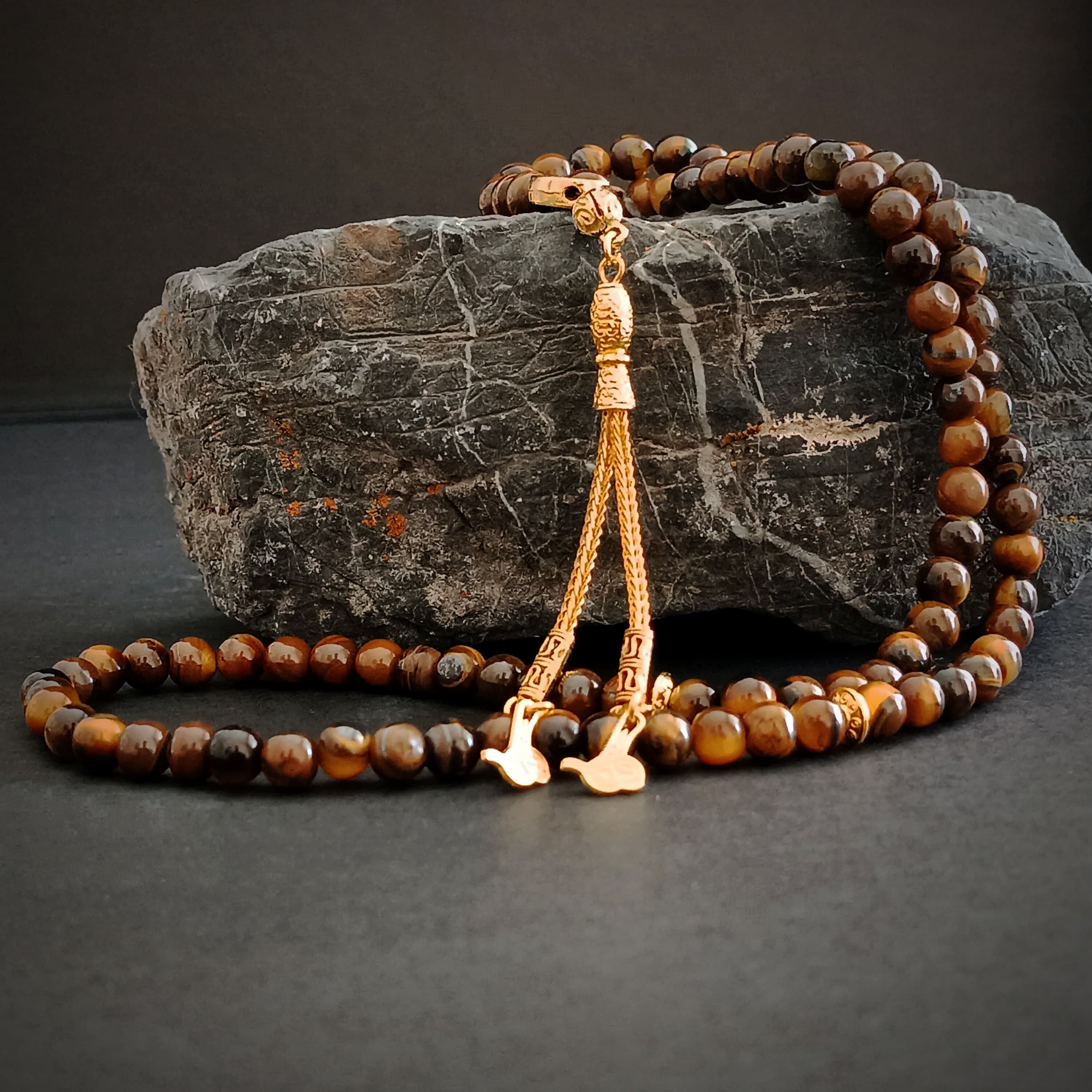 Small Beaded Misbaha, Tiger Eye Tasbih, Gemstone Muslim Gift, Tasbih 99, Islamic Prayer Beads, Tasbeeh Favor, Worry Beads, Sibha, Dhikr, 6mm - image 4