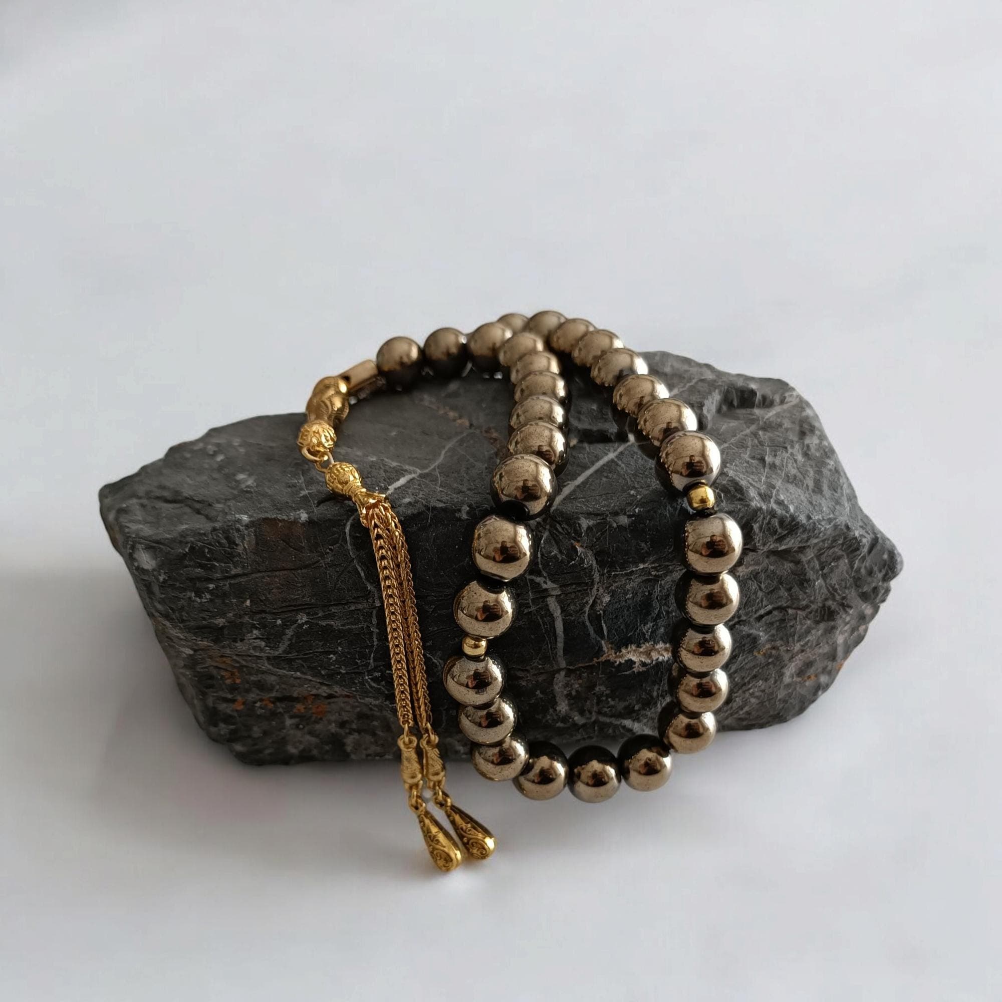 Rose Gold Tasbih, Hematite Rosary, Gemstone Tasbeeh, Tasbih 33, 10mm Prayer Beads, Hematite Masbaha, Gemstone Subha, Tasbih Gift - image 3