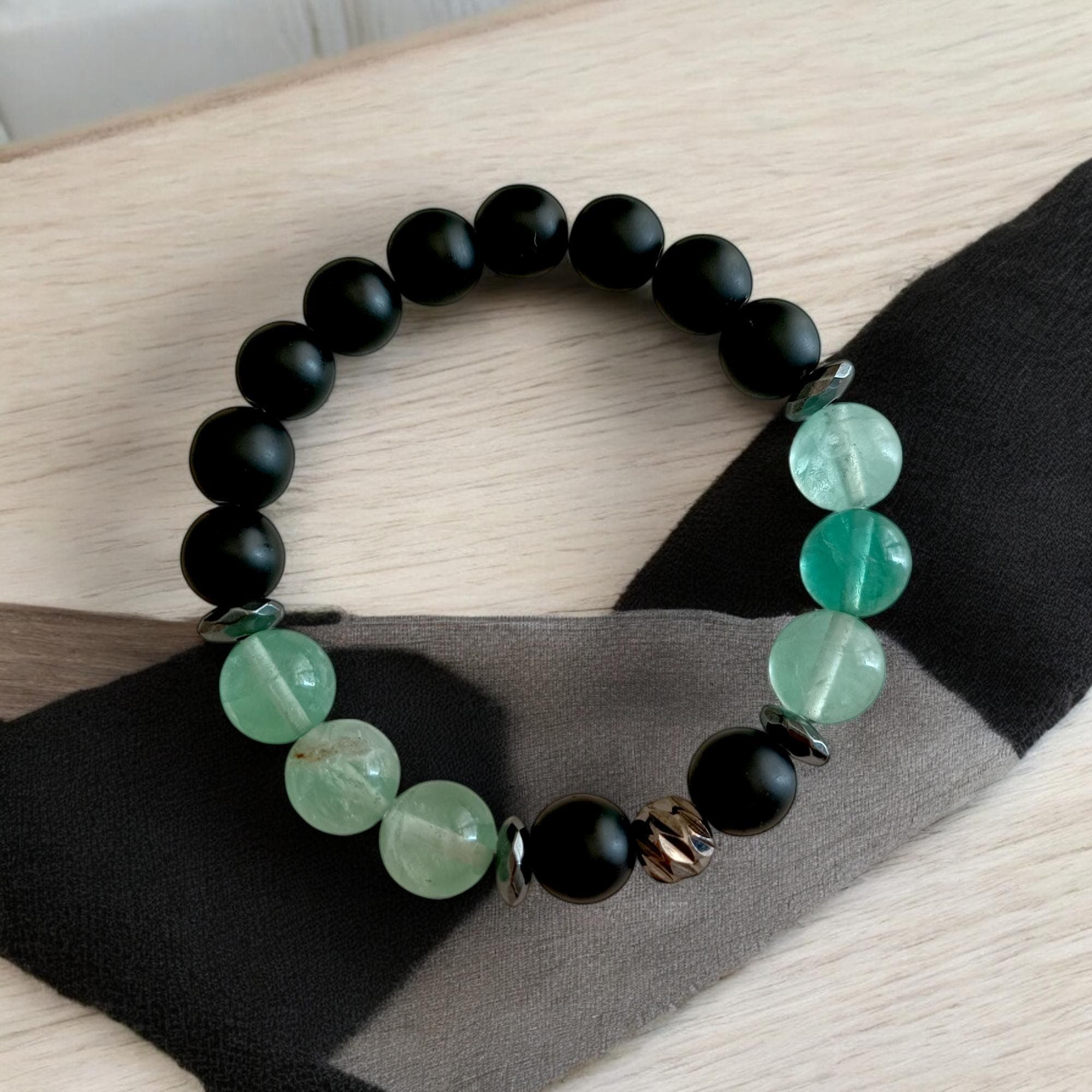 Fluorite Bracelet, 10mm Bracelet, Beaded Bracelet, Elastic Bracelet, Crystal Bracelet, Birthday Gift, Green Stone Bracelet, Men Bracelet - image 3