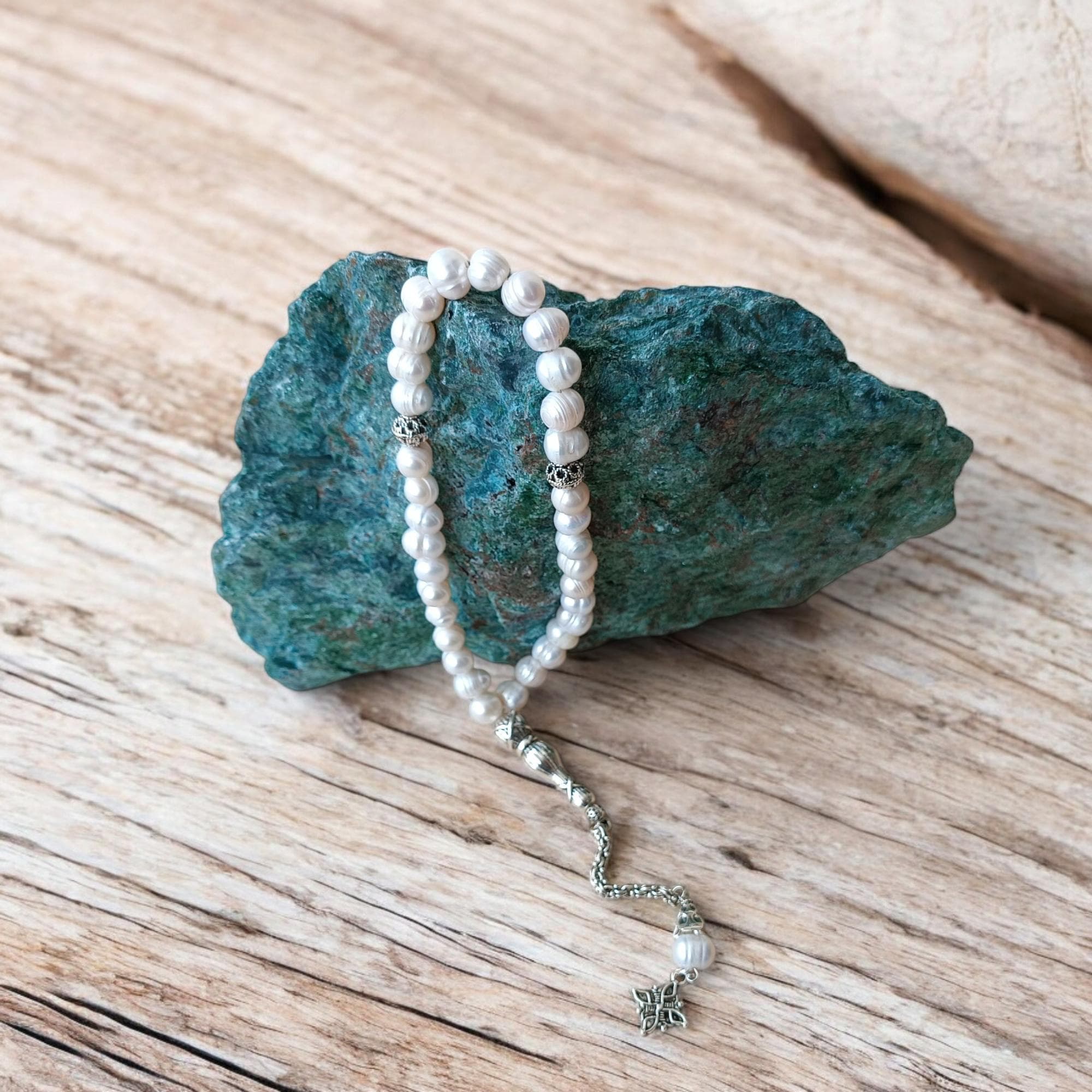 Pearl Prayer Beads, Tasbih 33, Gemstone Rosary, Tasbeeh Personalized, Subha, Misbah, Stress Beads, Muslim Tasbih, Islamic Gift, White Rosary - image 5