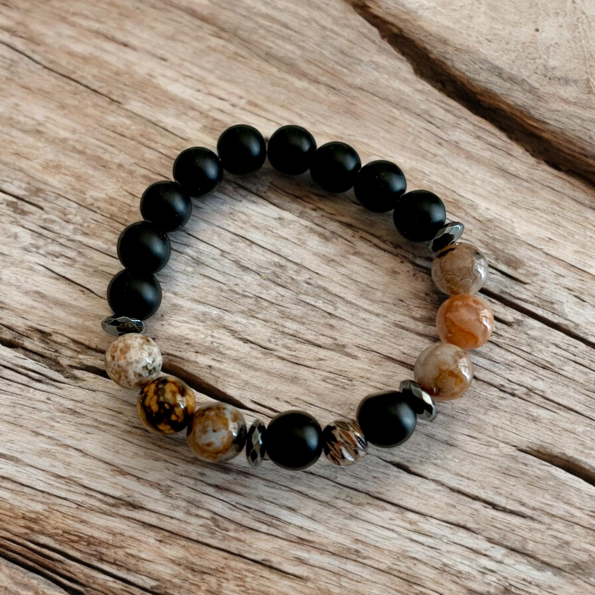 Bracelet for Women, Brown Gemstone Bracelet, Ocean Jasper Bracelet, Beaded Bracelet, Elastic Jewelry, Natural Stone Boyfriend Gift - image 3