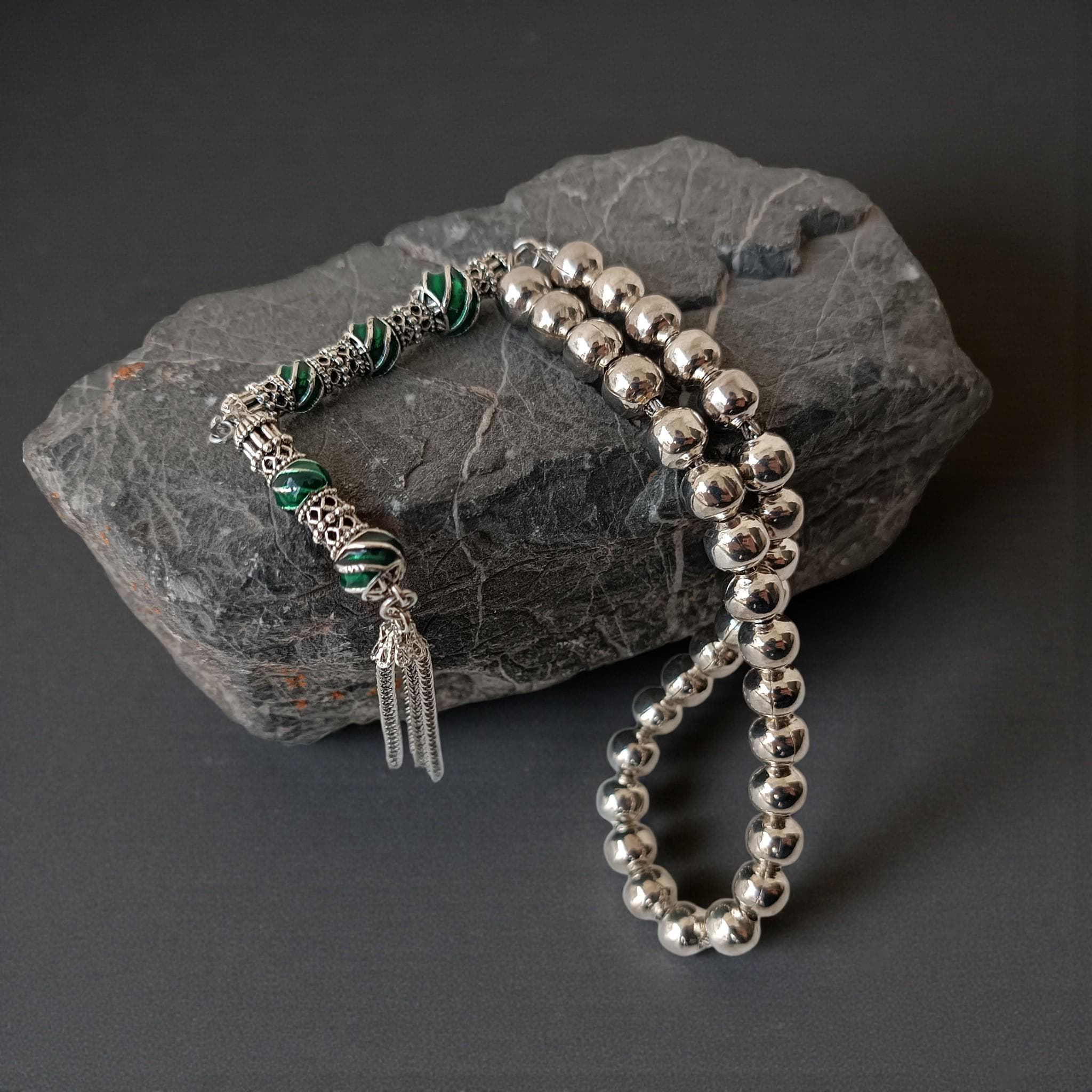 Steinless Metal Tasbeeh 33, Pocket Size Tasbih, Pray for Beads 8MM