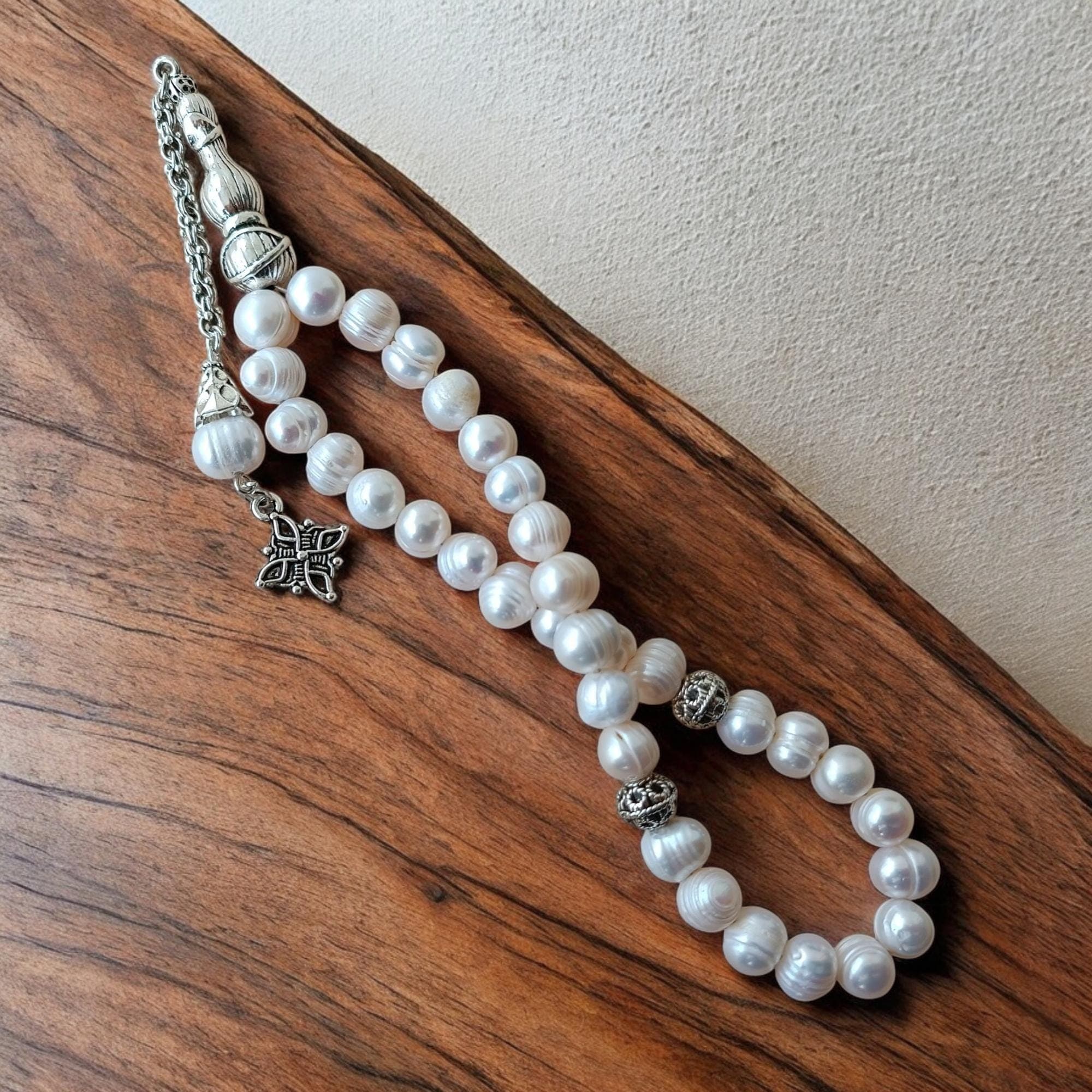 Pearl Prayer Beads, Tasbih 33, Gemstone Rosary, Tasbeeh Personalized, Subha, Misbah, Stress Beads, Muslim Tasbih, Islamic Gift, White Rosary - image 4