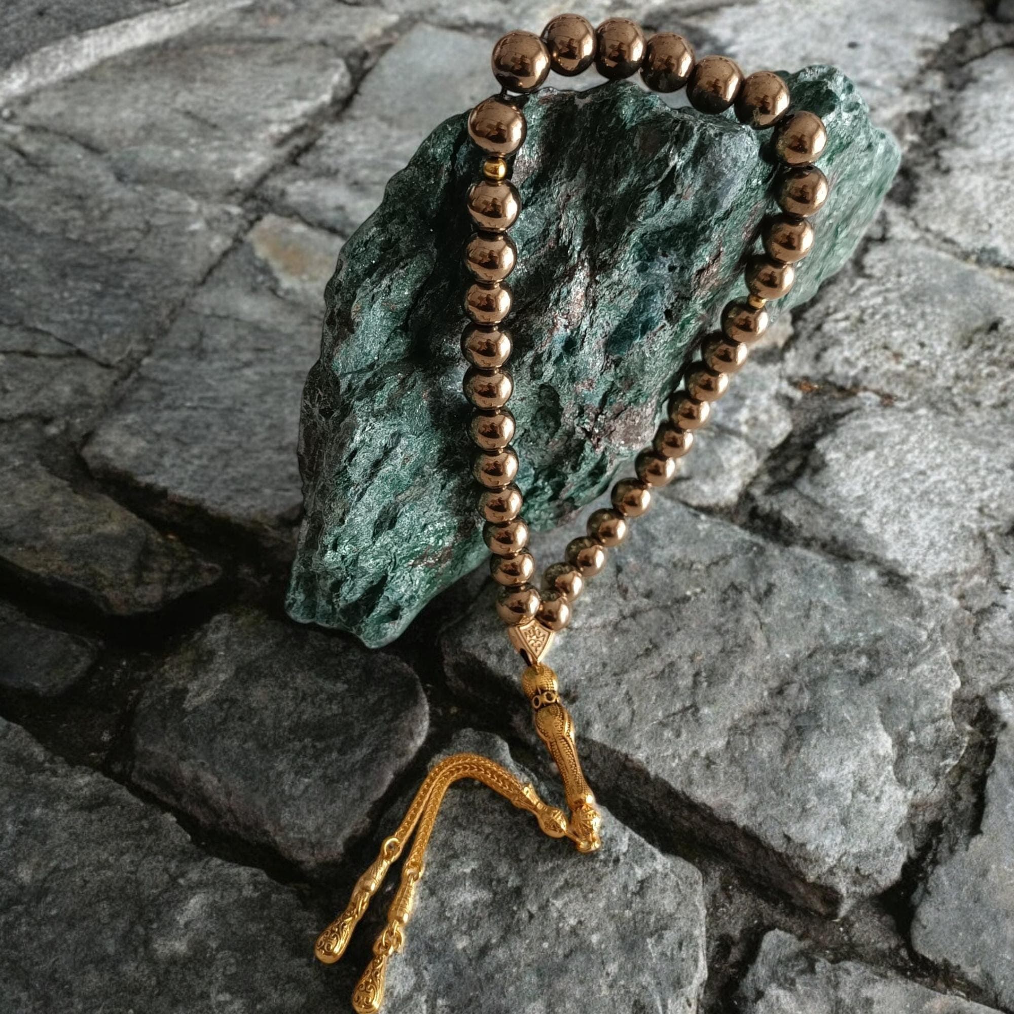 Rose Gold Tasbih, Hematite Rosary, Gemstone Tasbeeh, Tasbih 33, 10mm Prayer Beads, Hematite Masbaha, Gemstone Subha, Tasbih Gift - image 4