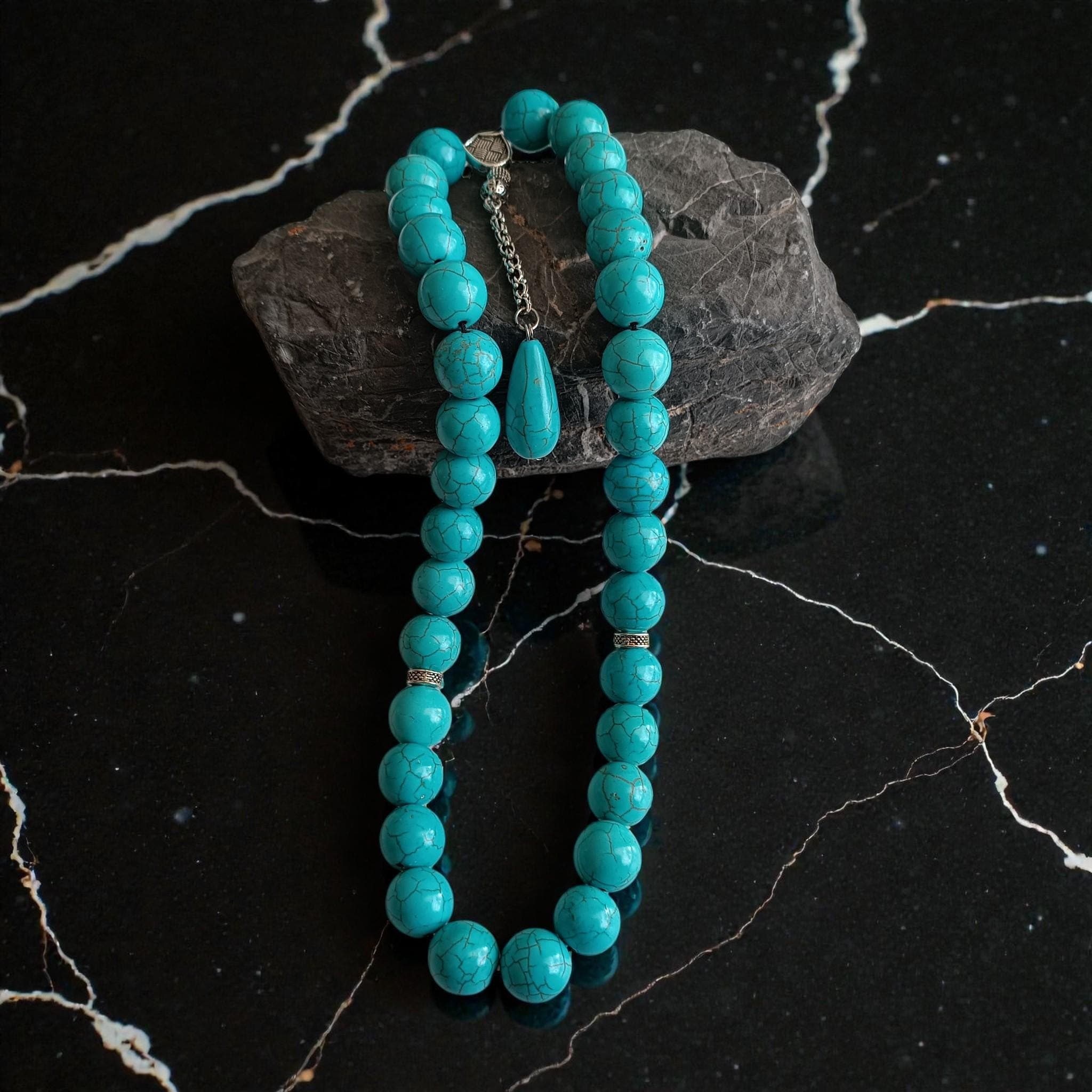 Turquoise Tasbih, Gemstone Tasbeeh, Tasbih 33, Large Rosary Beads, Big Prayer Beads, Sibha, Misbah, 14mm, Muslim Gift, Worry Beads, Dhikr - image 4