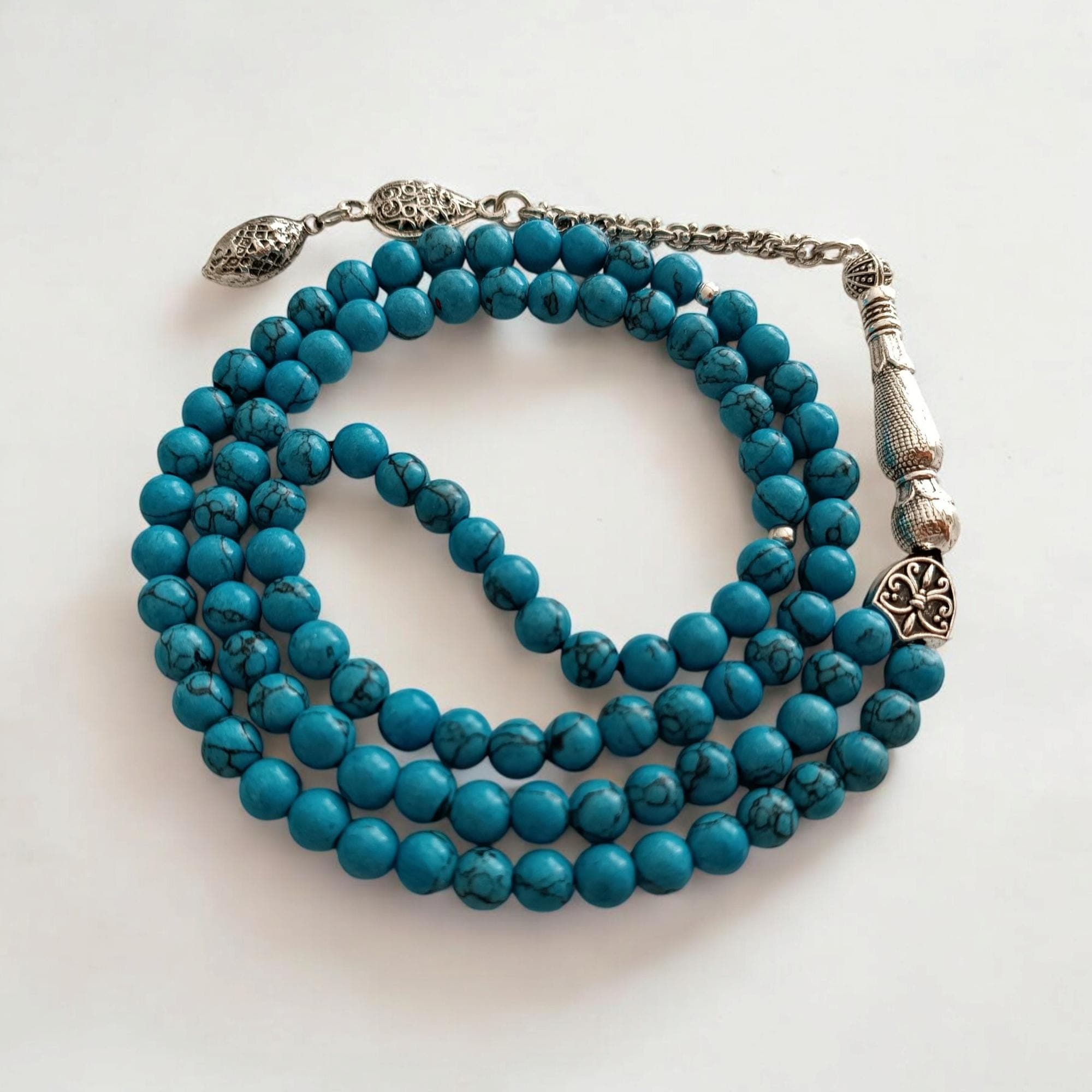 Feroza Tasbih, Turquoise Tasbeeh, Gemstone Misbaha, Rosary Beads, Prayer Beads Muslim, 6MM Sabha, Stress Beads, Fairuz Tasbih, Tasbih 99