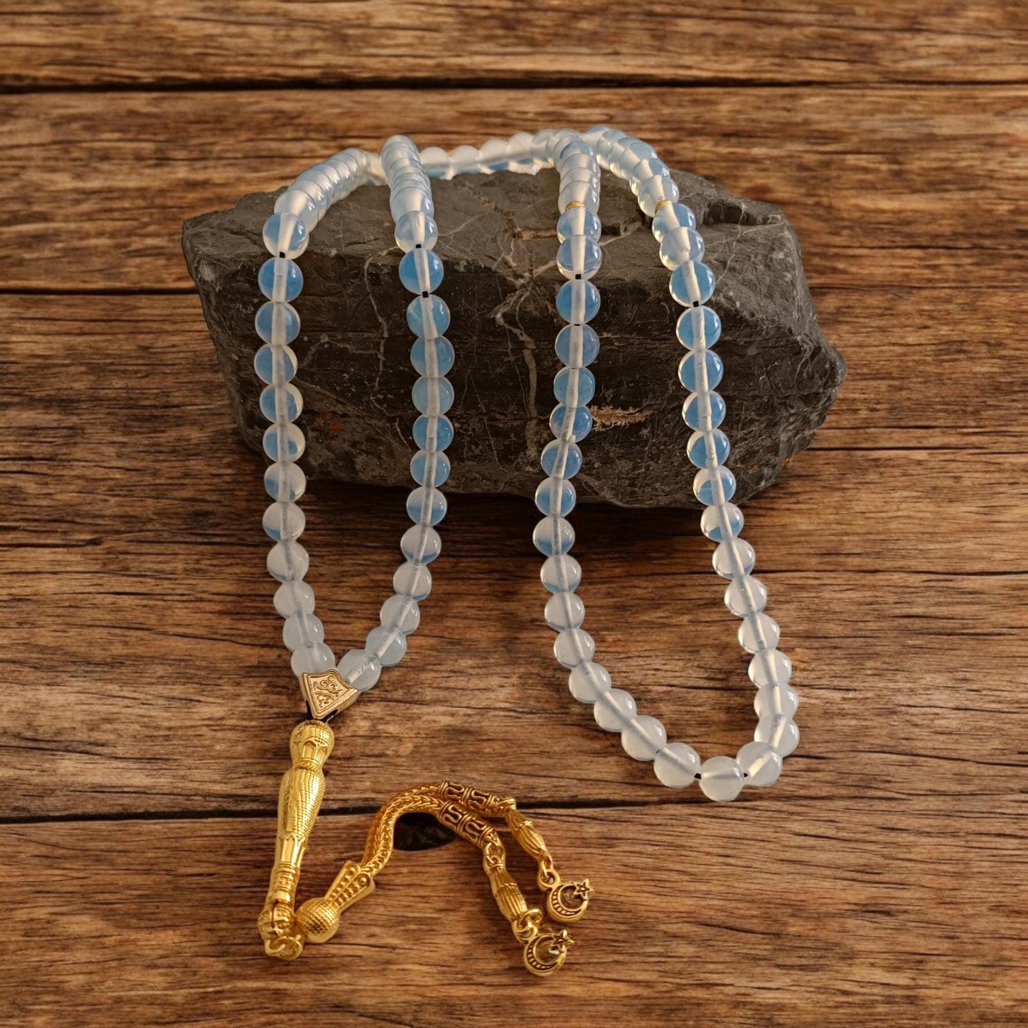 Opalite Rosary, Tasbih 99, Muslim Rosary Beads, Islamic Prayer Beads, Blue Tasbih, Opal Rosary, Tasbeeh Gift, Misbaha, Subha, Tasbih Favor - image 3