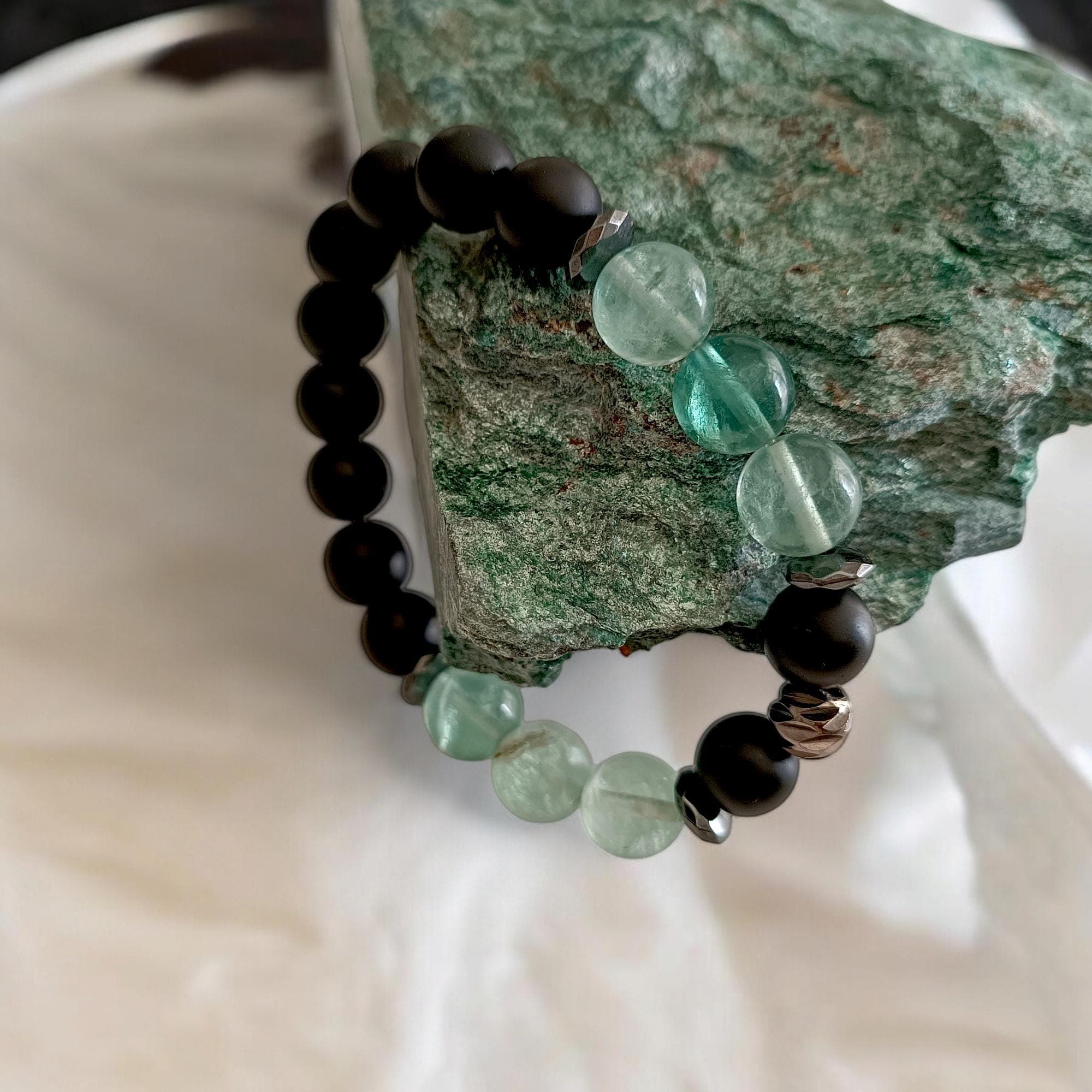 Fluorite Bracelet, 10mm Bracelet, Beaded Bracelet, Elastic Bracelet, Crystal Bracelet, Birthday Gift, Green Stone Bracelet, Men Bracelet - image 4