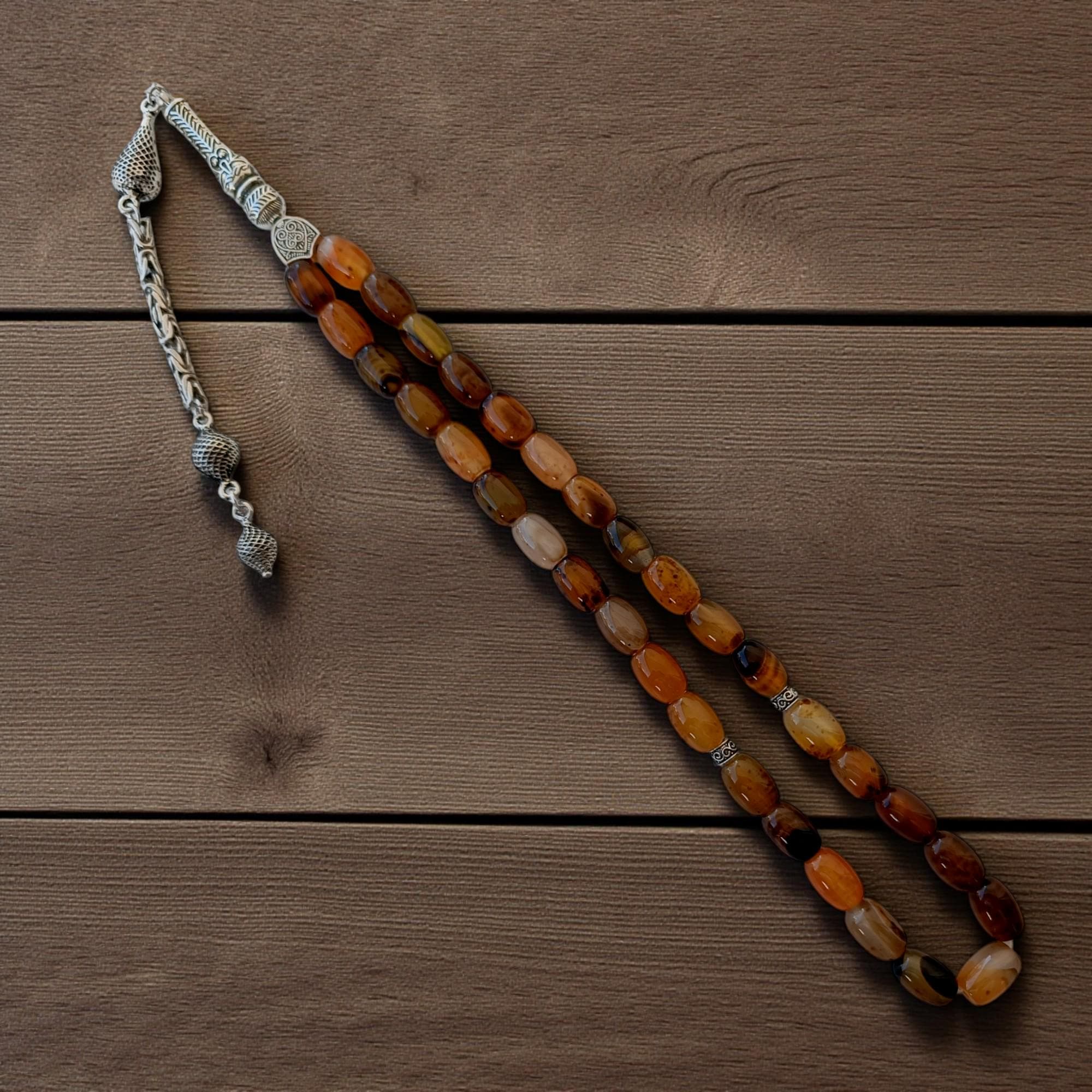Yellow Agate Tasbeeh, Yellow Gemstone Sabha, Aqeeq Prayer Beads, Natural Stone Masbaha, Tasbih 33 Beads, Gemstone Muslim Rosary, Tasbih Gift - image 4