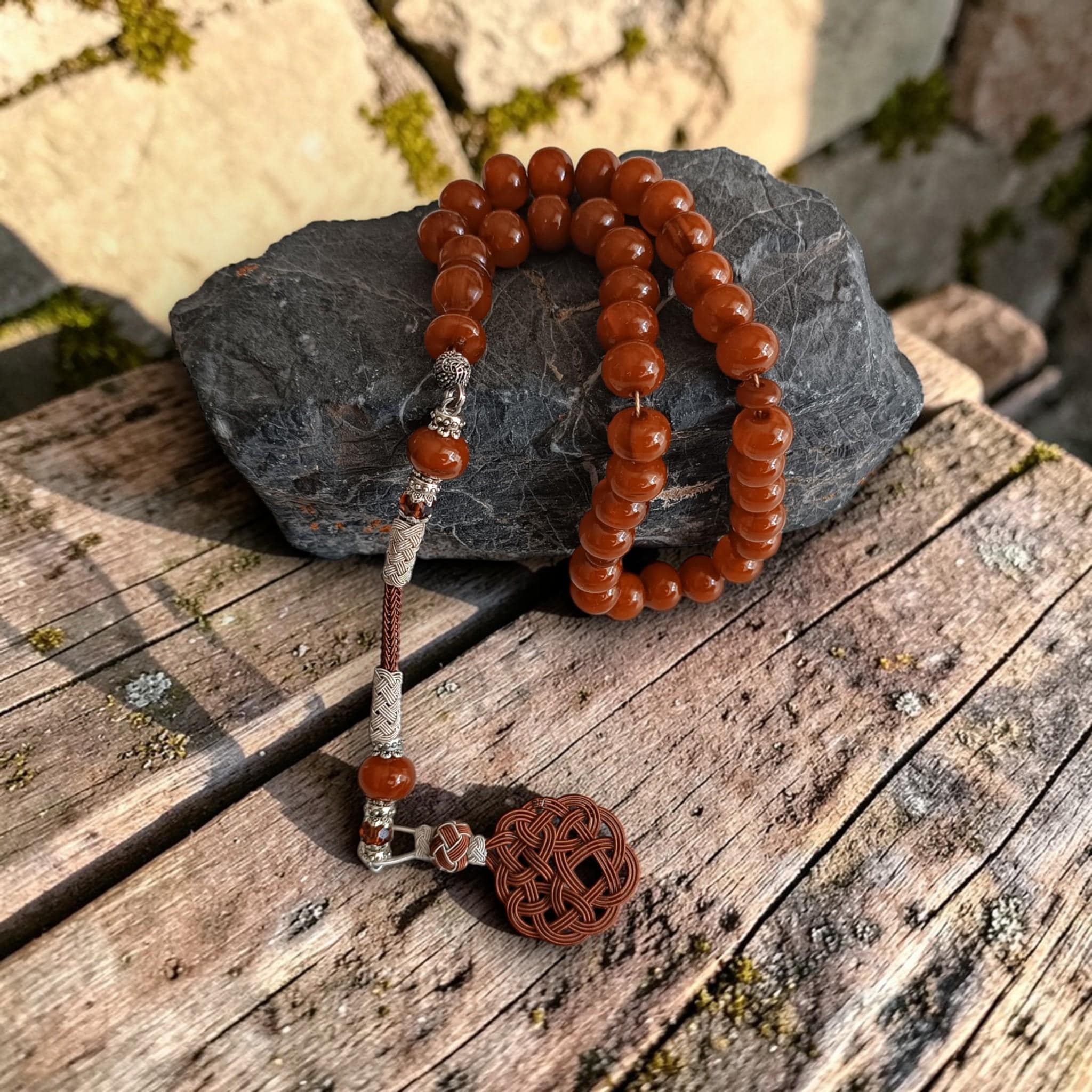 Copper Tassel Brown Color Prayer Beads, Tasbih 33 Beads, Bakelite Amber Tasbeeh, Bakelite Masbaha, Unique Brown Subha, Rosary for Eid