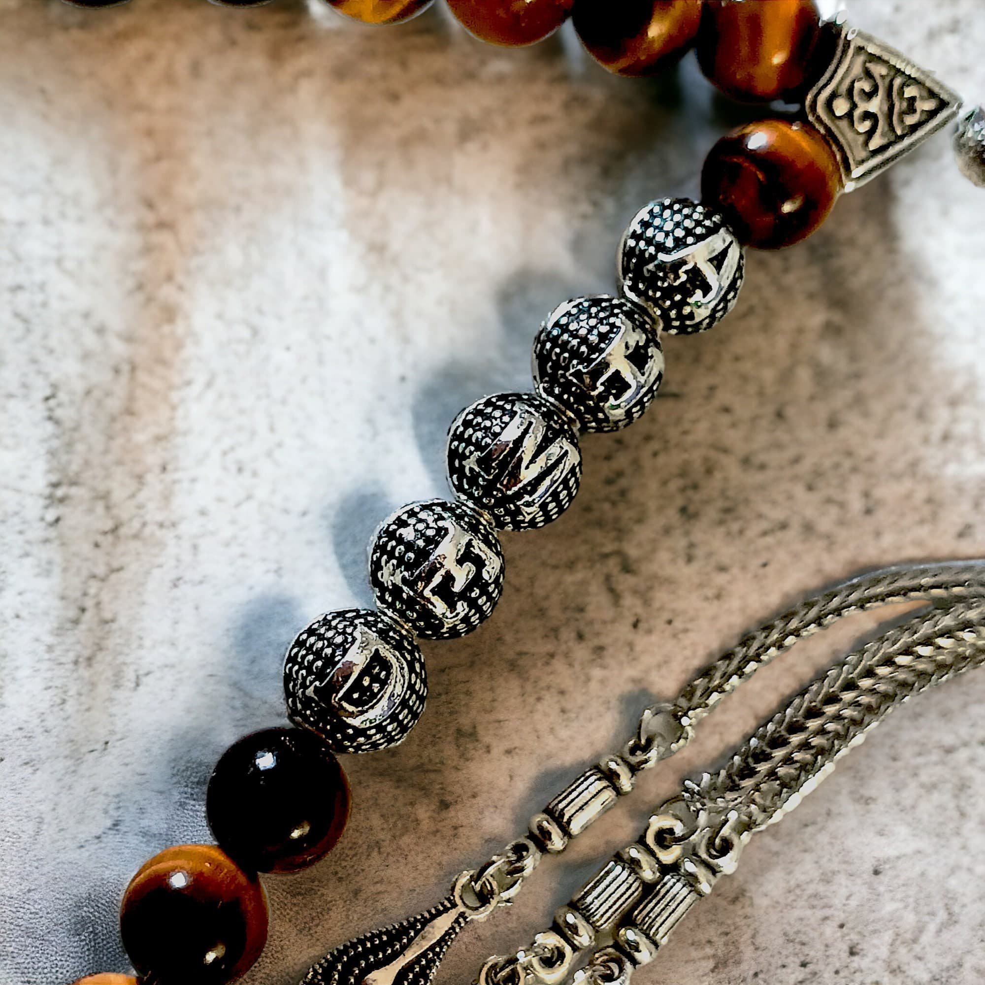 8 mm Tiger Eye Tasbeeh, Customizable Gemstone Tasbih Gift, Brown Natural Stone 33 Beads Rosary, Personalized Tespih, Islamic Prayer Beads - image 3