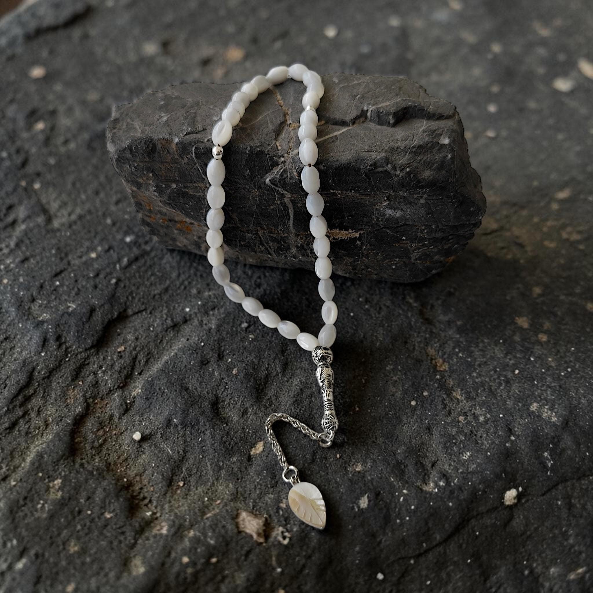 Handmade Mother of Pearl Beads for Pray, Tasbih 33 Beads, White Prayer Beads, Muslim Rosary, Personalized Tasbeeh, Misbah, Sibha, Dhikr - image 3