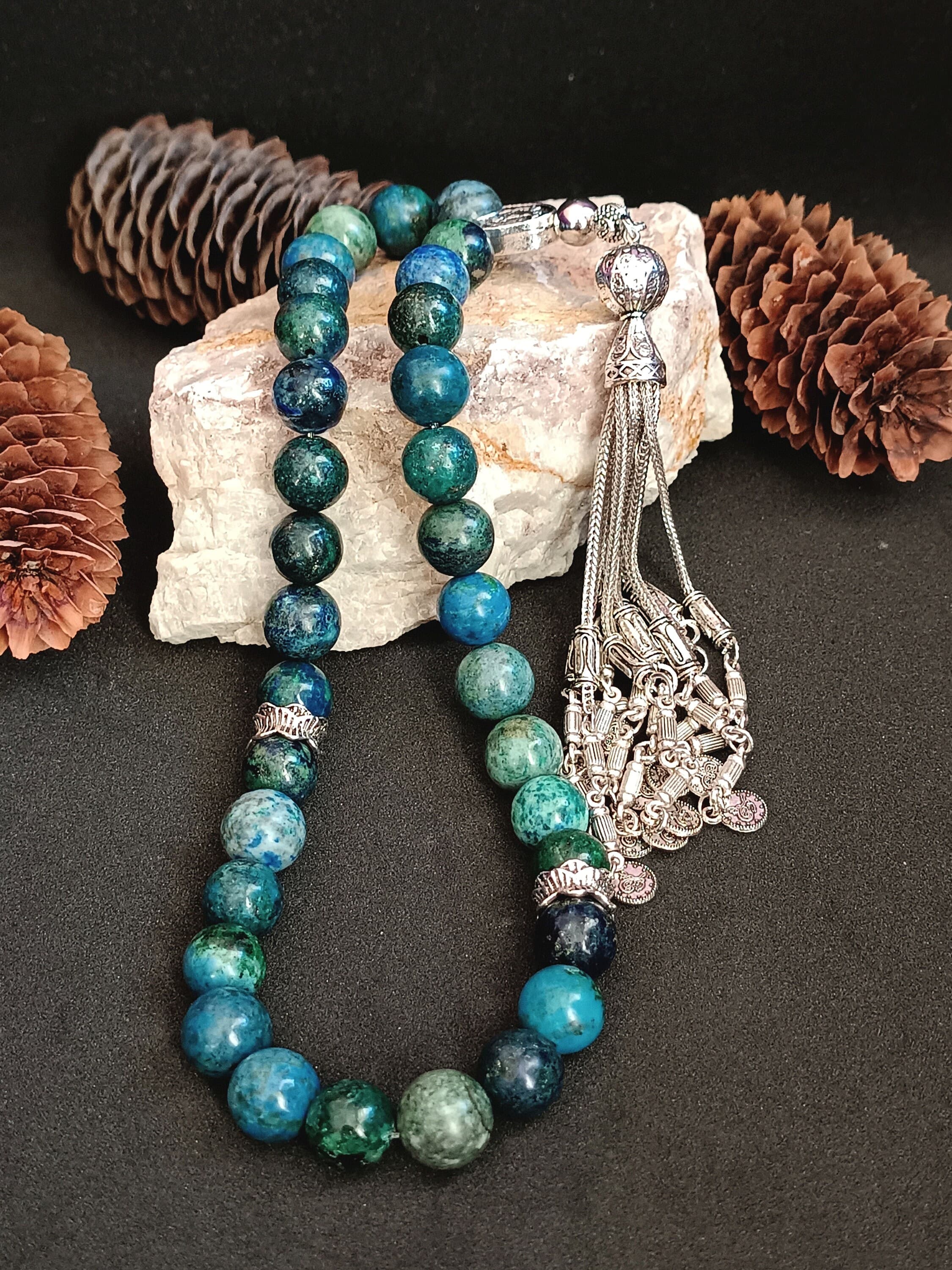 Lapis Lazuli Rosary, Gemstone Misbaha, Tasbeeh 33 Beads, Natural Stone Subha, Islamic Prayer Beads, Worry Beads, Tasbih Gift, Muslim Gift - image 4