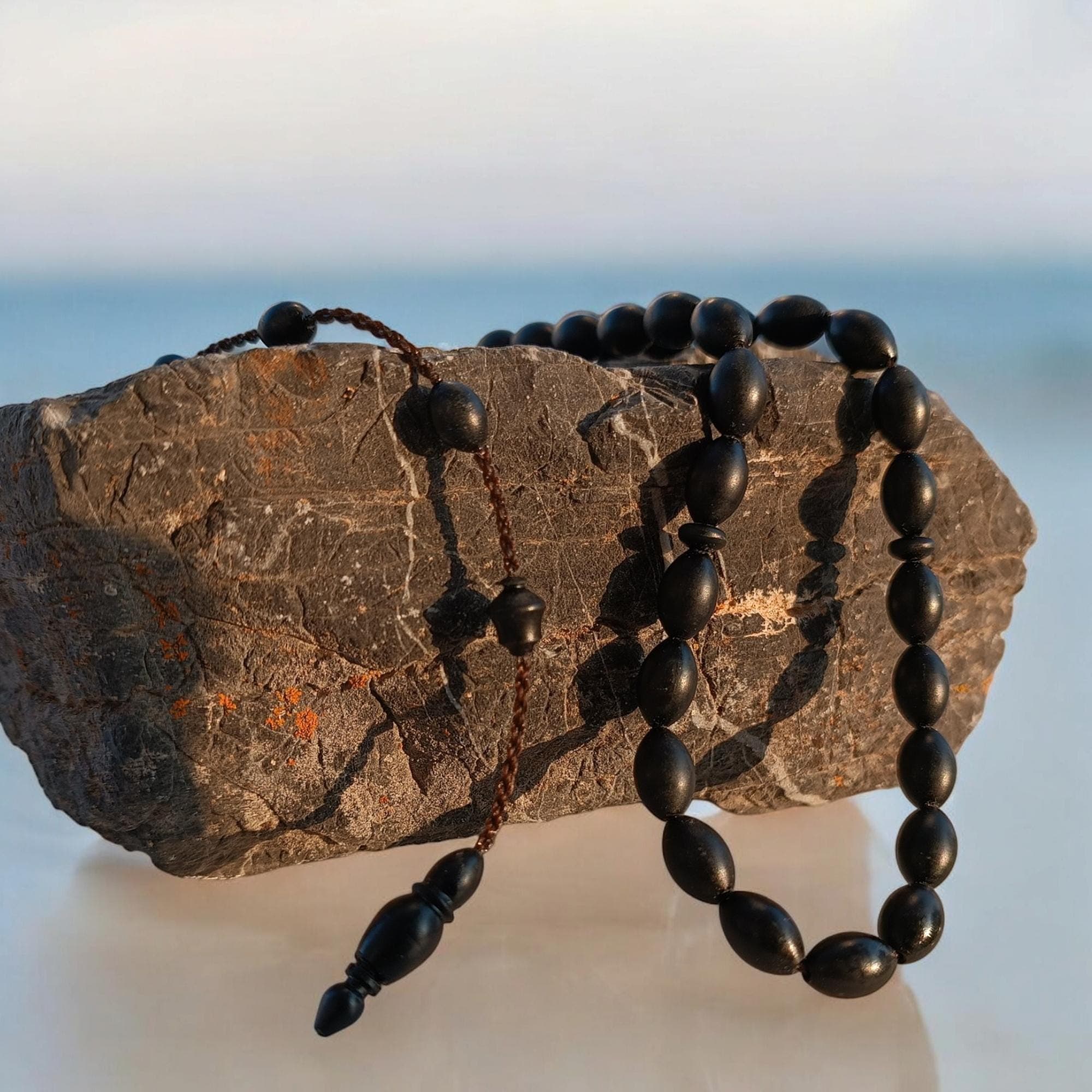 Black Prayer Beads, Fiber Tasbih, Tasbeeh Favor, Rosary Gift, Islamic Present, Tasbih 33, Sibha, Misbah, Muslim Gift, Eid Gift, Dhikr Beads - image 4