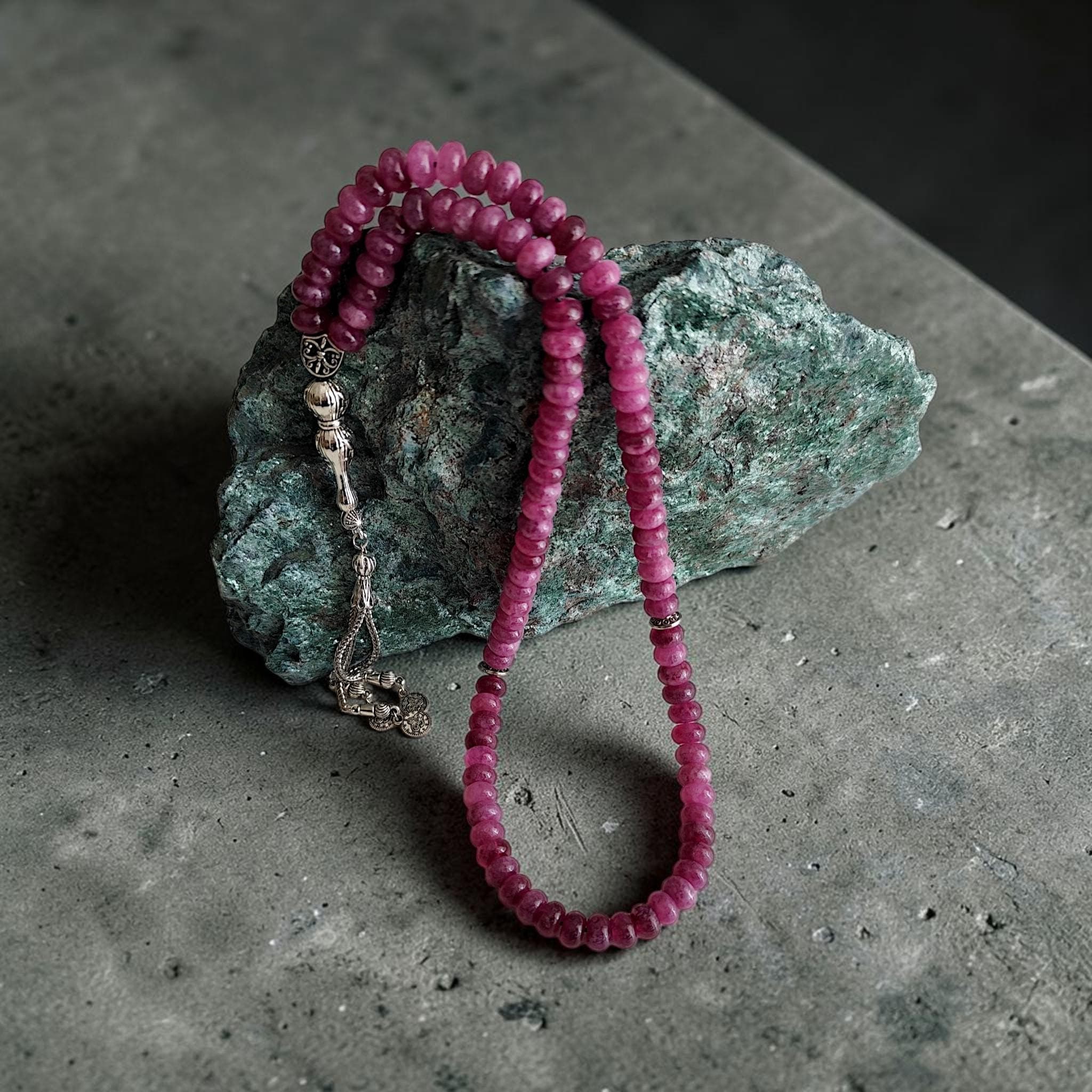Squeeze Ruby Tasbih, Pink Gemstone Rosary, Red Prayer Beads,Tasbih 99, Islamic Rosary, Muslim Prayer Beads, Eid Gif Idea Subha, Ruby Masbaha - image 4