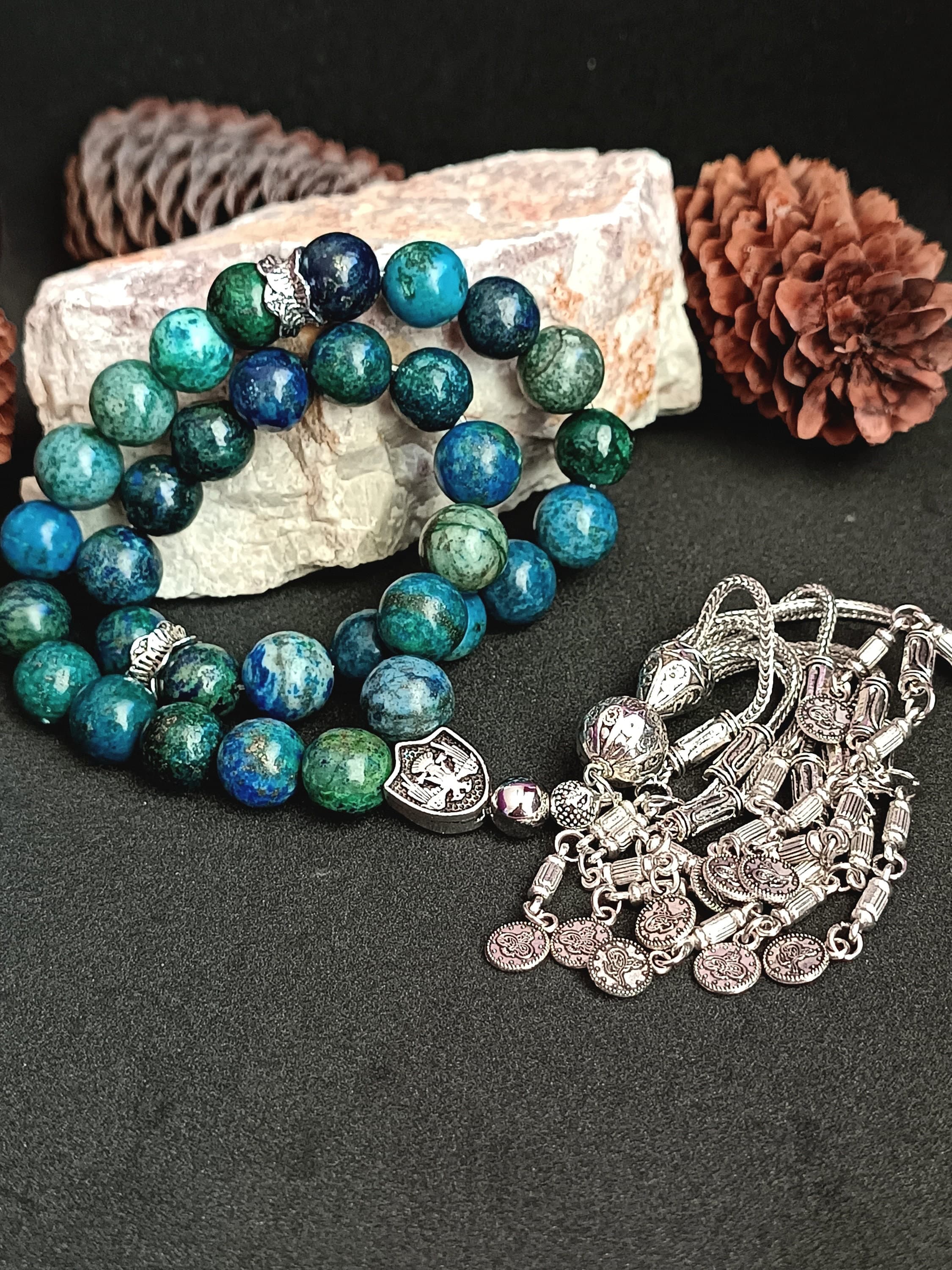 Lapis Lazuli Rosary, Gemstone Misbaha, Tasbeeh 33 Beads, Natural Stone Subha, Islamic Prayer Beads, Worry Beads, Tasbih Gift, Muslim Gift - image 3
