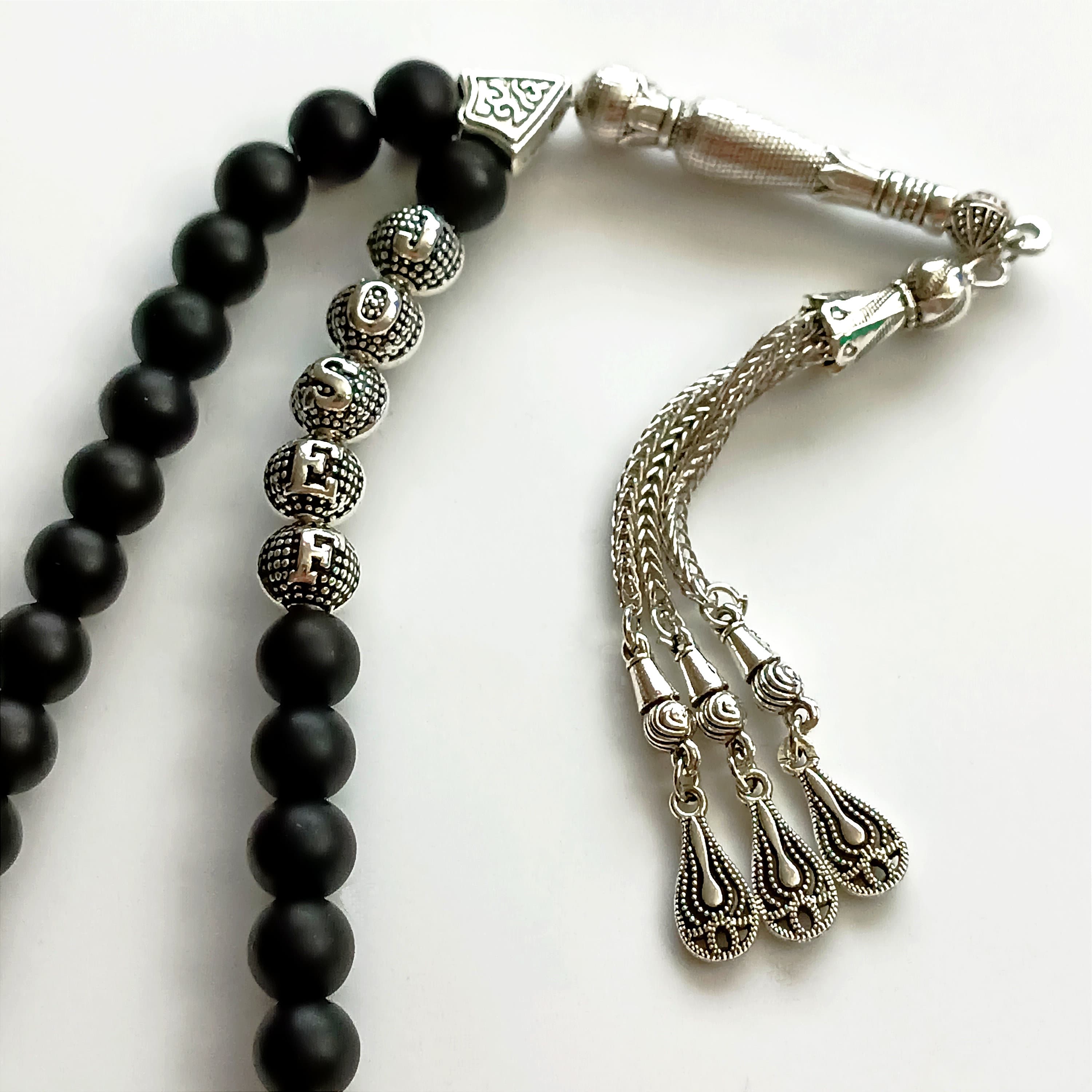 Custom Name Rosary, Personalized Tasbih, Matte Black Onyx Prayer Beads, Misbaha, Sibha, Tasbeeh Gift, Eid Gift, Custom Rosary, Islamic Gift - image 5