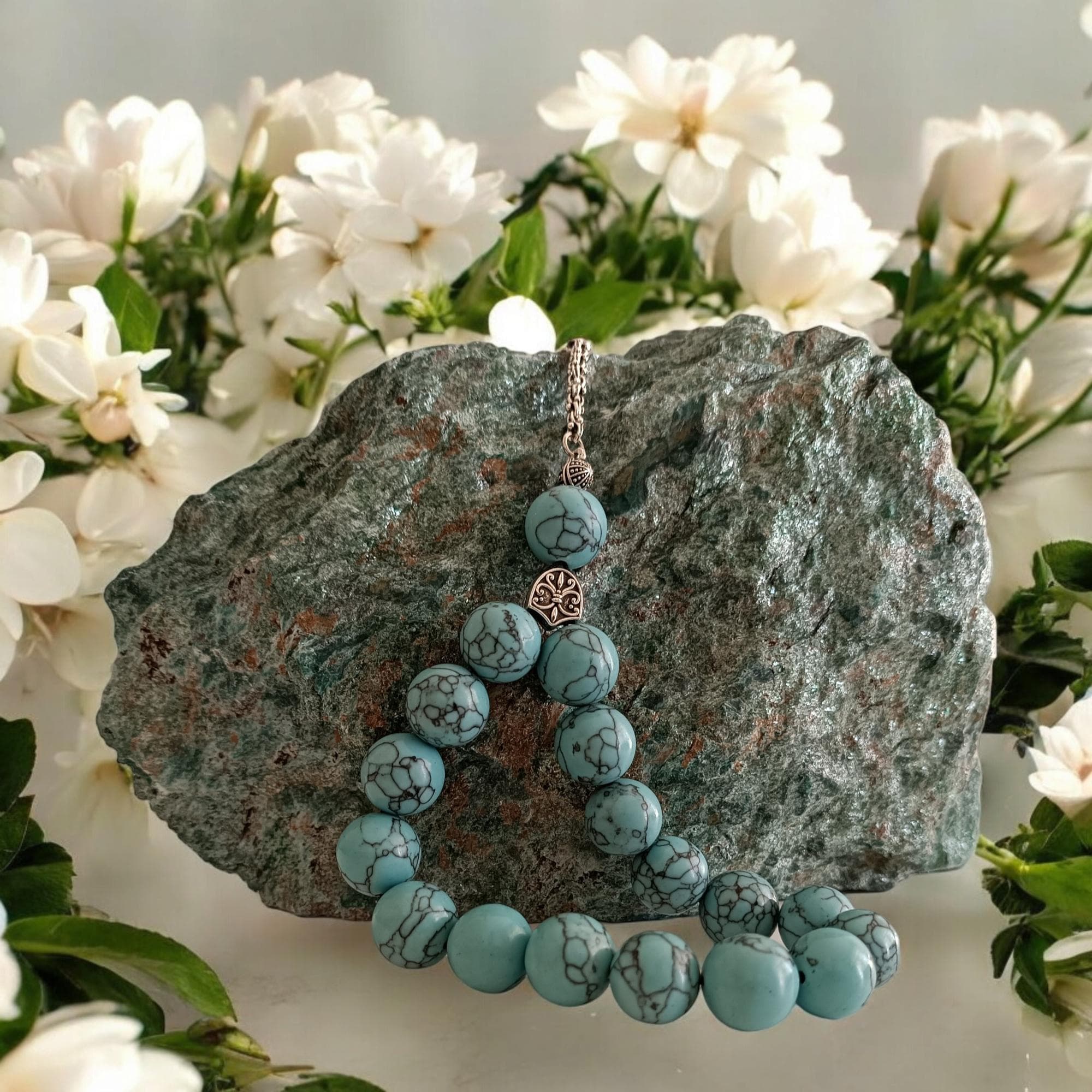 Large Beaded Turquoise Prayer Beads, 13.5 mm Muslim Tasbih, Firuze Tasbeeh, Tasbih Prayer Beads, Gemstone Misbaha, Islamic Present, Eid Gift - image 3