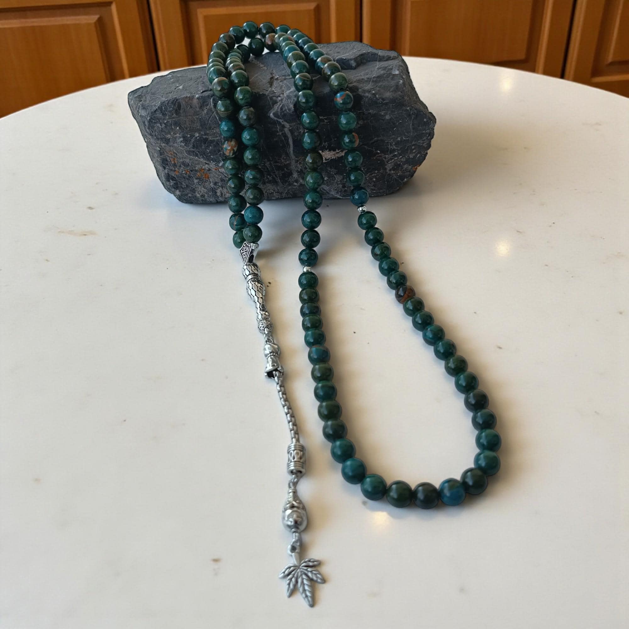 Rosary Beads 99, Prayer Beads 8mm, Quartz Tasbih, Tasbeeh Present, Gemstone Masbaha, Green Sabha - image 5