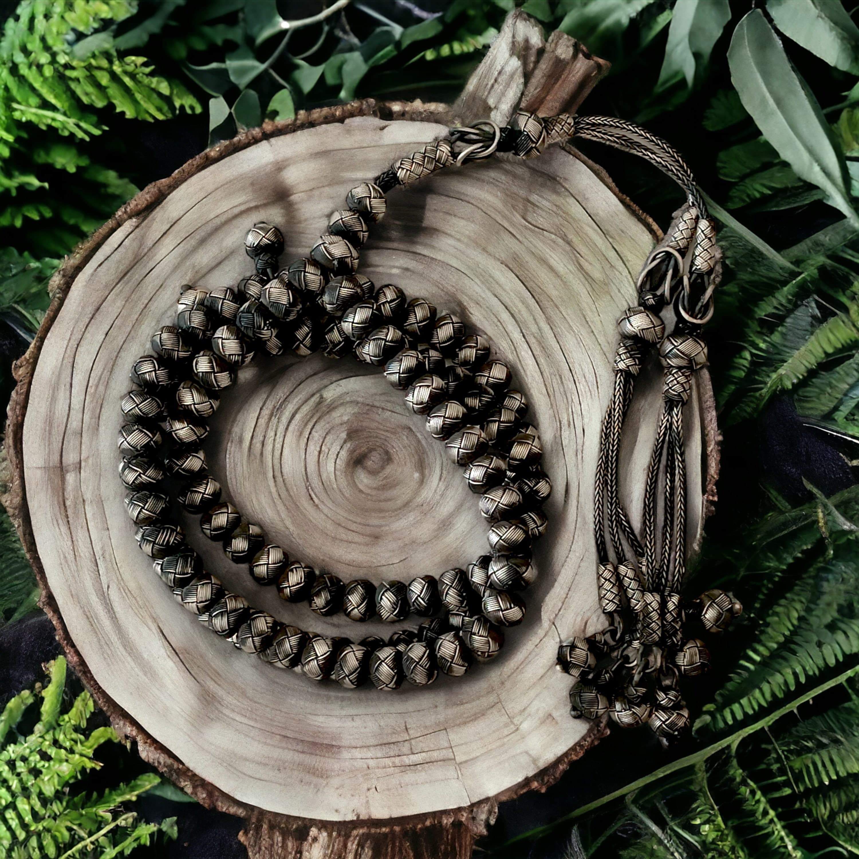 Silver Prayer Beads, Pure Silver 99 Beads Rosary, Muslim Gifts, 1000 Carat Silver Handmade Tasbih, Islamic Jewelry, Muslim Accessories - image 2