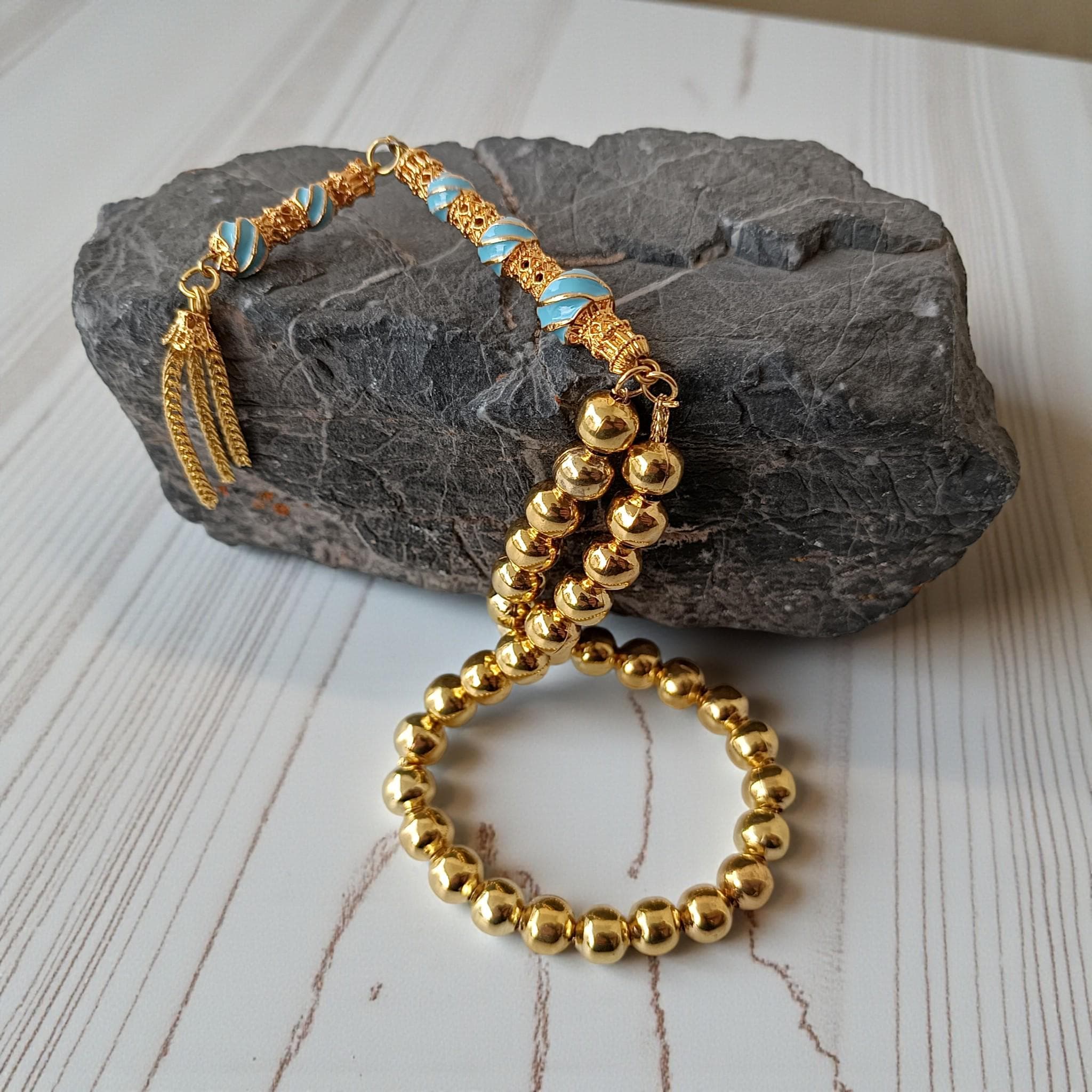 Gold Color Metal Tasbih, Tasbeeh 33, Muslim Prayer Beads, Metal Rosary Beads, Sibha, Misbaha, Islamic Gift, Tasbih Gift - image 5