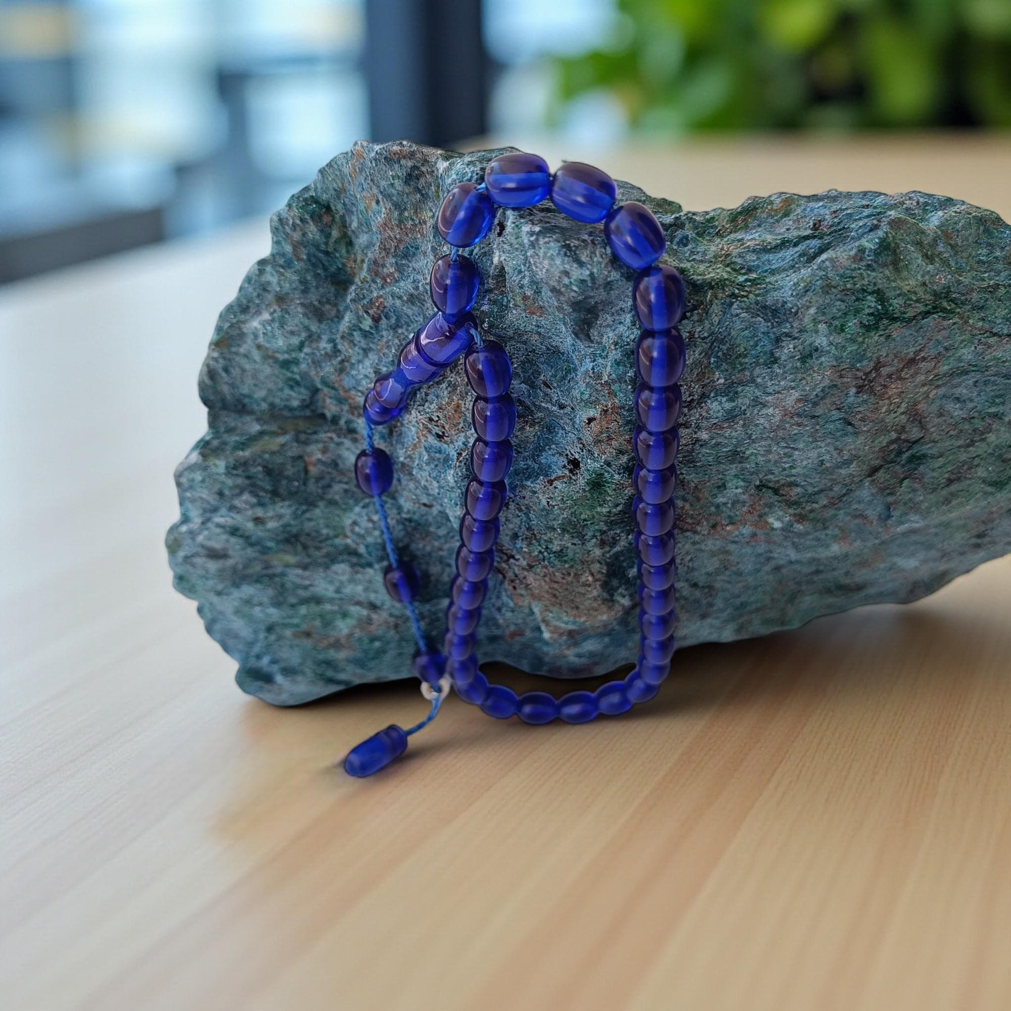 Tasbih Present for Men, Bakelite Prayer Beads, Small Bakelite Amber Tasbeeh, Blue Transparent Rosary, Bakelite Masbaha, Blue Beads Subha - image 4