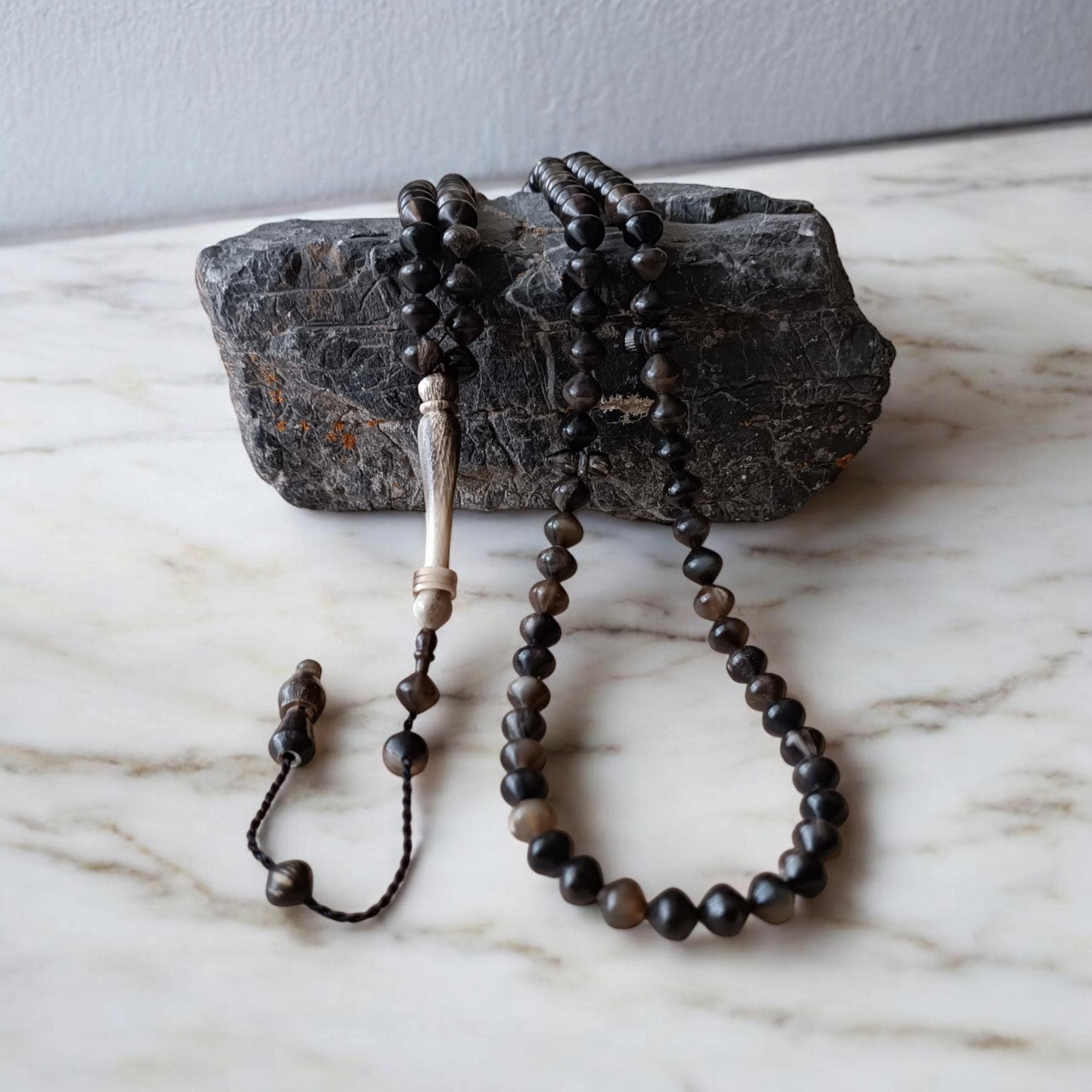 Buffalo Horn Tasbeeh, Tasbih Gift, Rosary Beads, Bone Prayer Beads, Muslim Dad Gift, Islamic Present, Sibha, Misbaha, Dhikr Beads, Chapelet - image 5