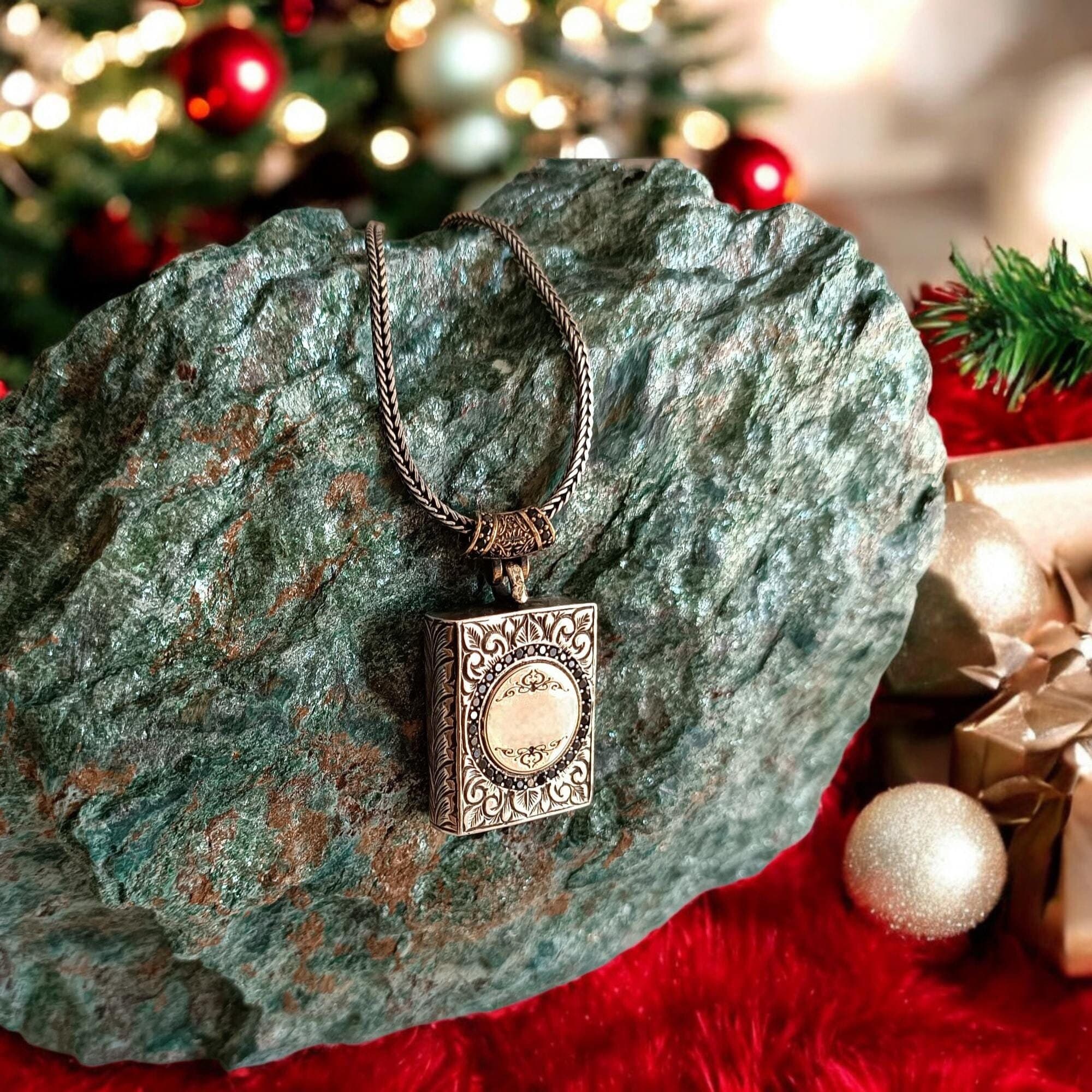 Customizable Christmas Gift, Silver Christmas Gift, Sterling Silver Engraving Book Necklace, Silver Book Pendant, Personalized Book Locket - image 5