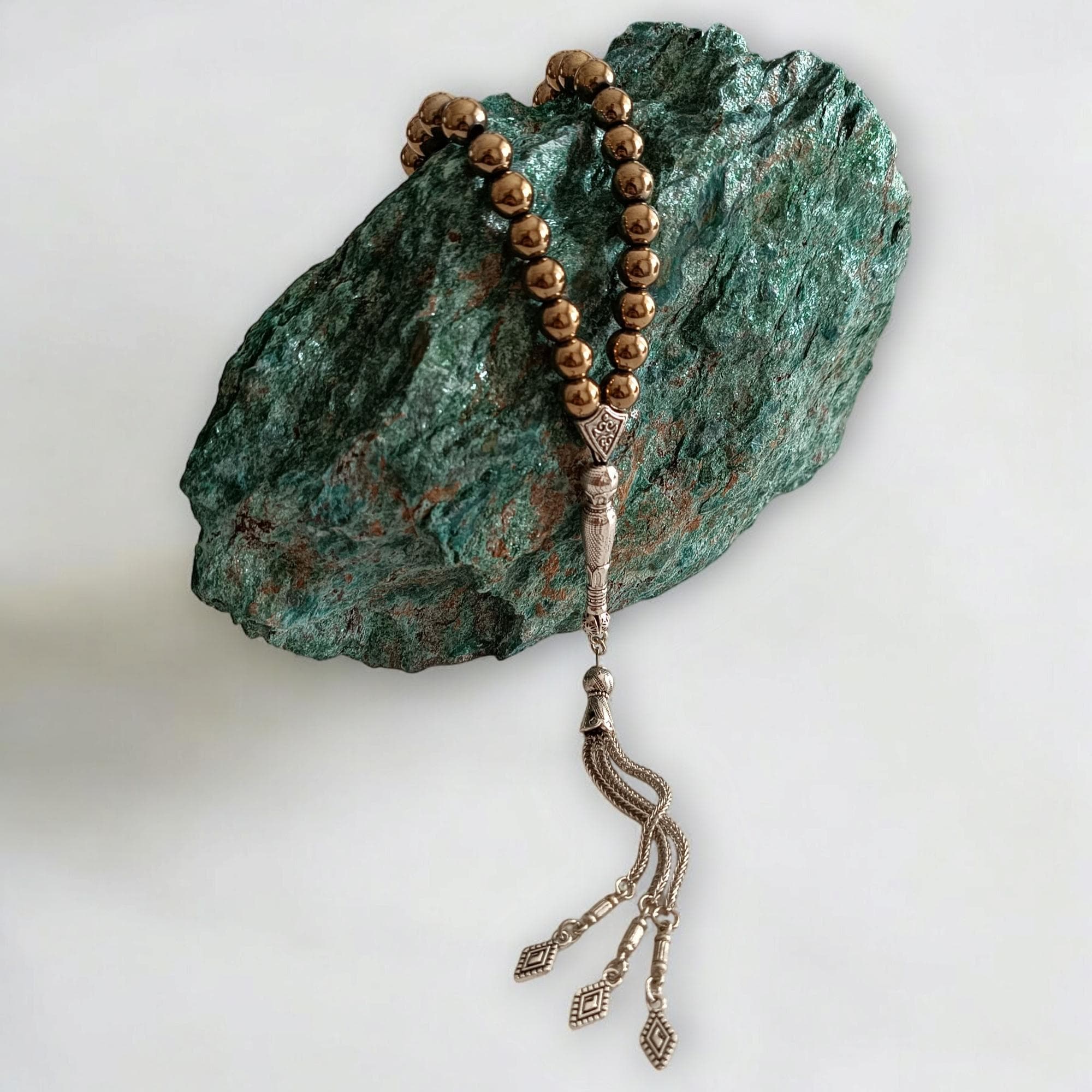 Rose Gold Tasbih, Hematite Masbaha, Tasbeeh Favor, Gemstone Tasbih, 8mm Rosary Beads, Prayer Beads Islam, Hematite Sabha, Tasbih 33 - image 4