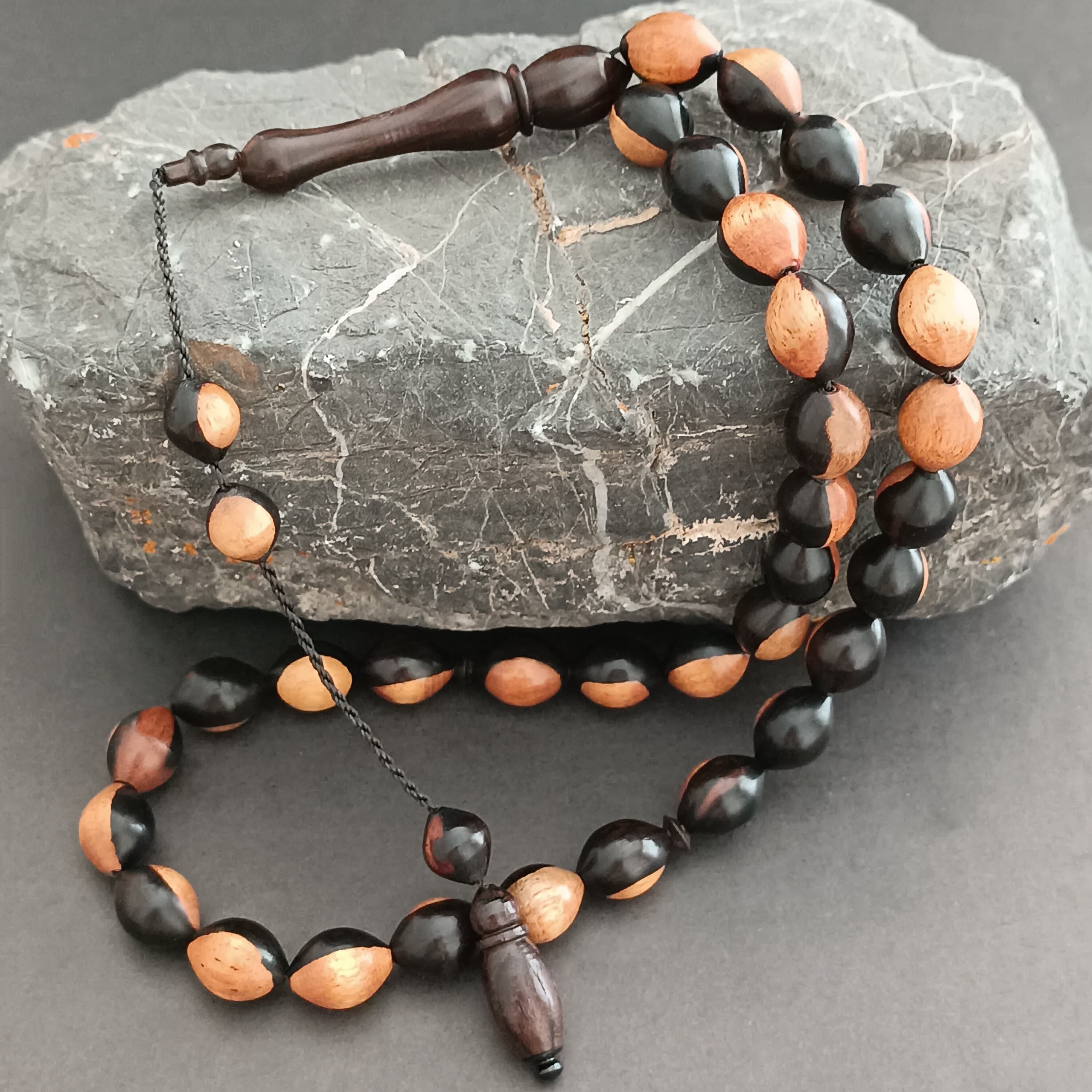 Wooden Tasbeeh, Tasbih 33, Ebony Tree Rosary, Islamic Prayer Beads, Chapelet Muslim, Handcrafted Subha, Misbaha Gift, Black Wood Tasbih - image 4