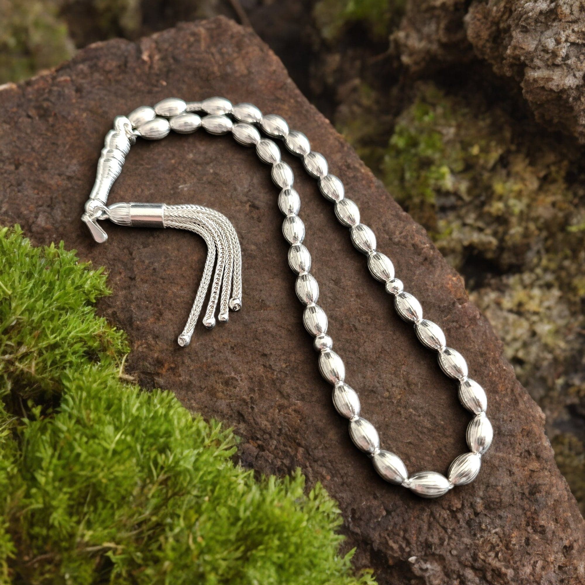 Silver Prayer Beads, Pure Silver Rosary, Sterling Silver Tasbih, Masbaha, Tasbeeh Gift, Muslim Favor, Silver Sabha, Worry Beads, Tasbih 33