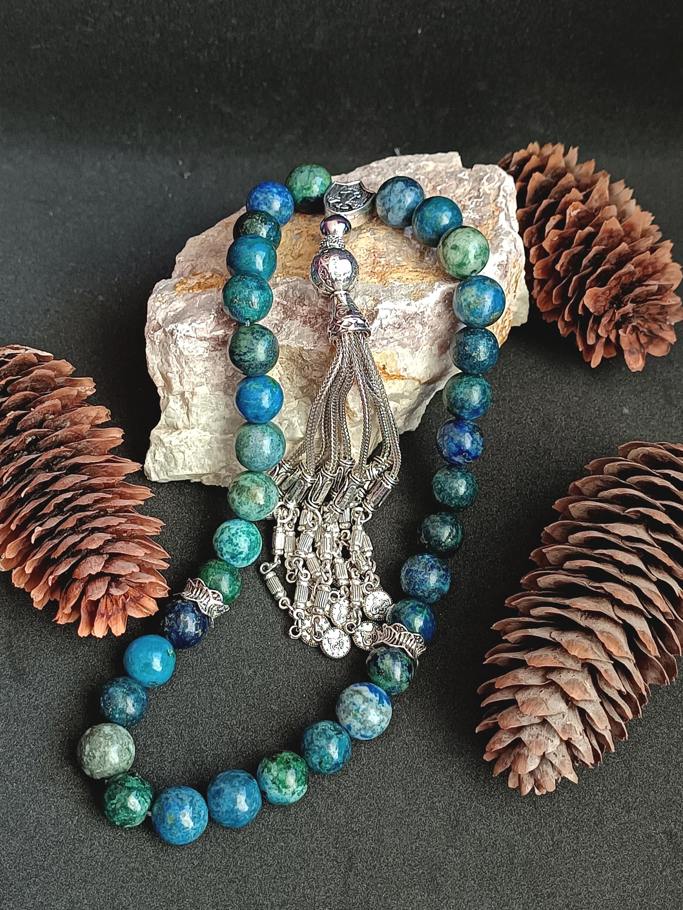 Lapis Lazuli Rosary, Gemstone Misbaha, Tasbeeh 33 Beads, Natural Stone Subha, Islamic Prayer Beads, Worry Beads, Tasbih Gift, Muslim Gift - image 5