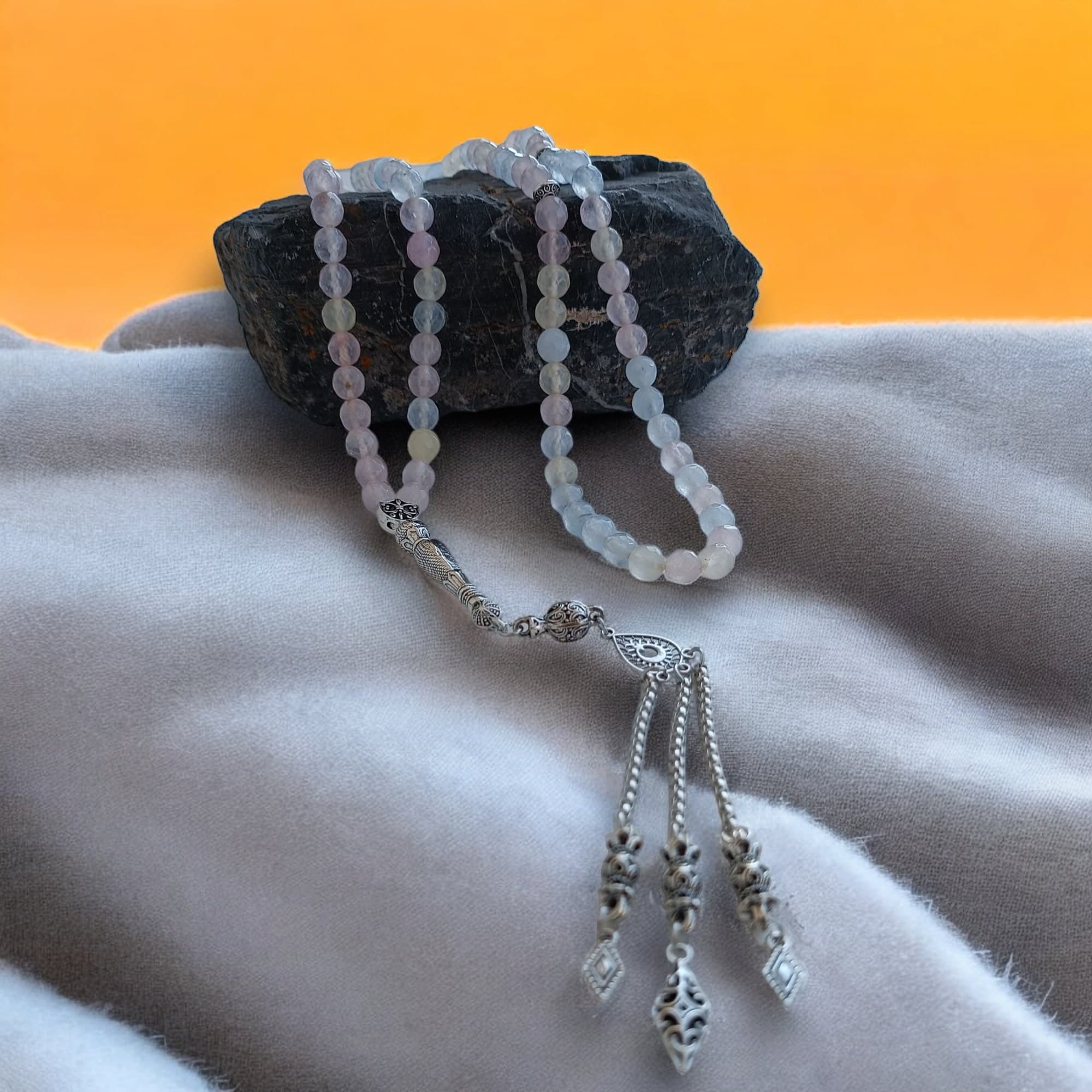 Morganite Tasbih, 8mm Prayer Beads, Pink Rosary, Islamic Rosary, Muslim Gift, Tasbeeh Gift, Morganite Sabha, Masbaha, Tasbih 99 Beads - image 5