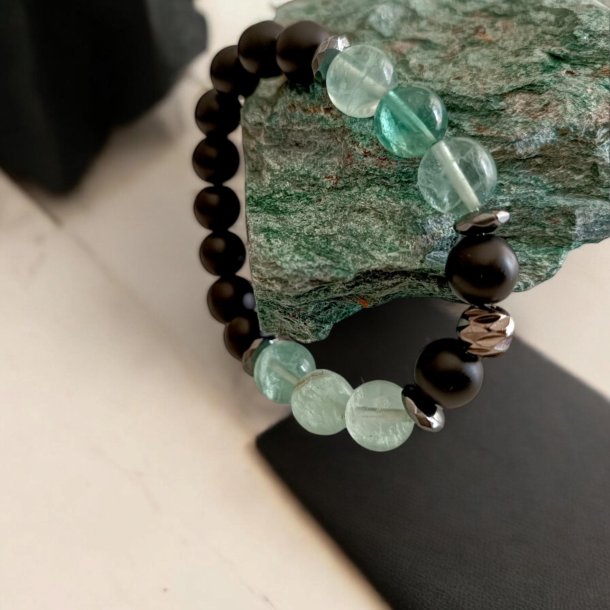 Fluorite Bracelet, 10mm Bracelet, Beaded Bracelet, Elastic Bracelet, Crystal Bracelet, Birthday Gift, Green Stone Bracelet, Men Bracelet - image 5