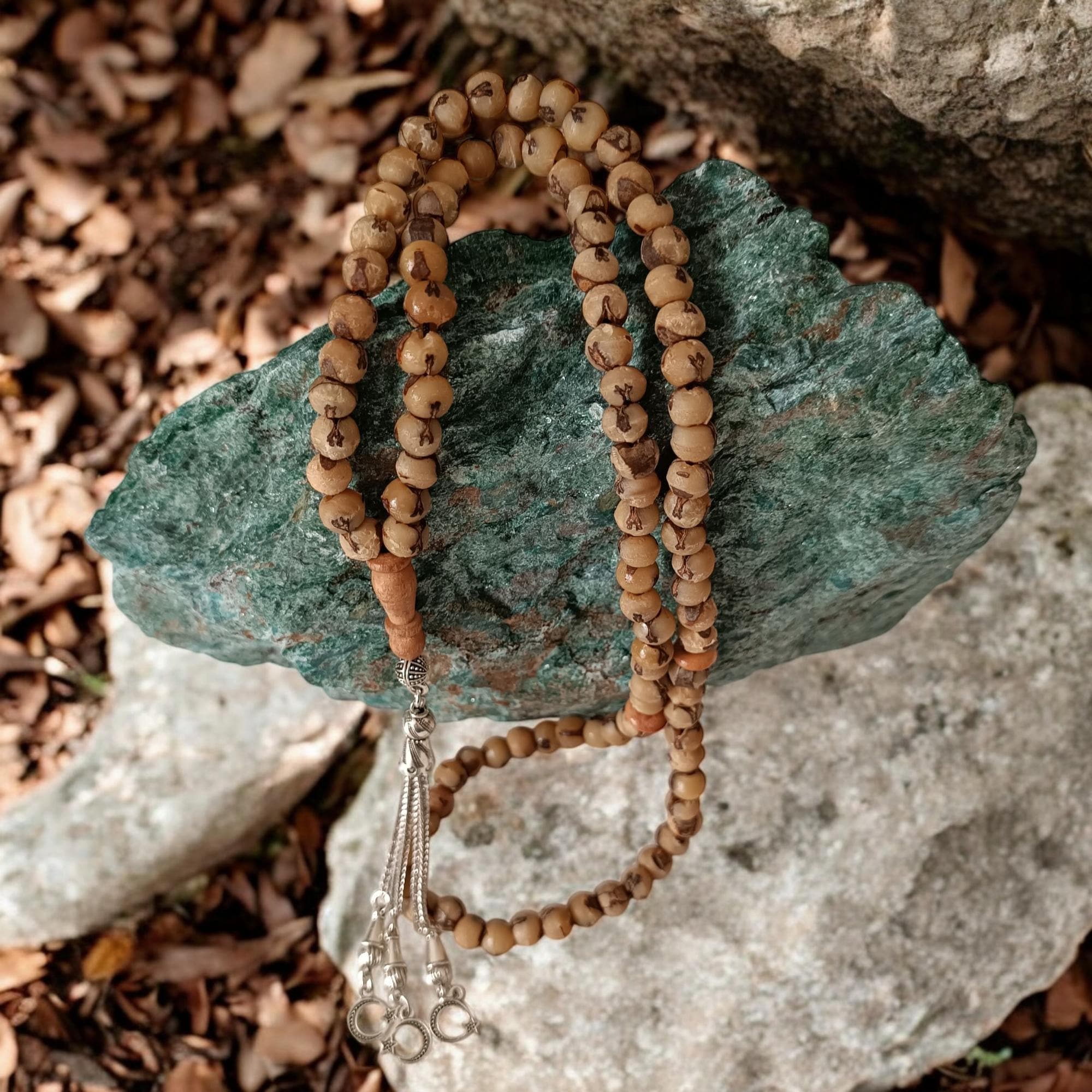 Date Seed Misbaha, Natural Rosary, Islamic Prayer Beads, Gift for Muslim, Tasbih 99 Beads, Worry Beads, Handcrafted Subha, Muslim Chapelet