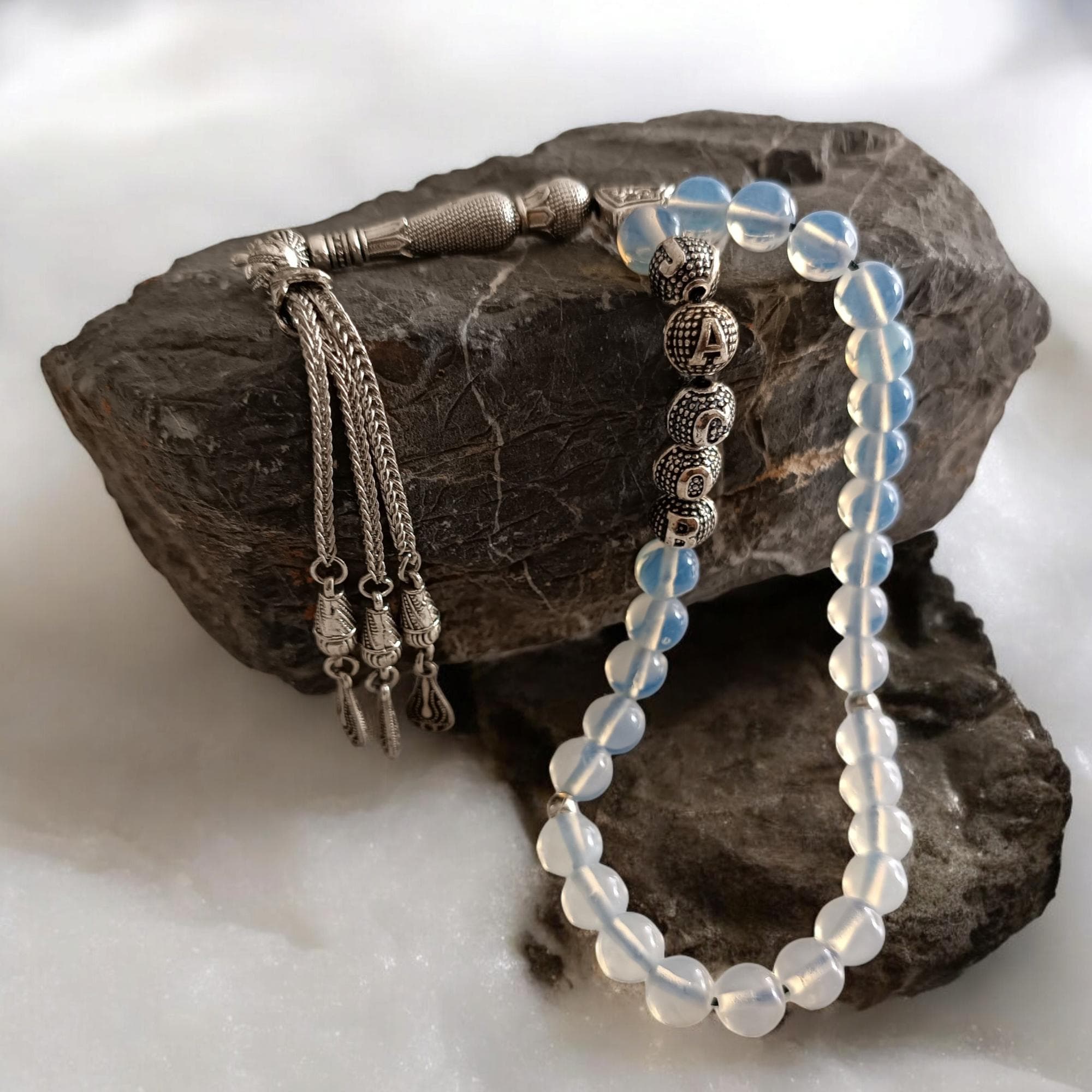Custom Name Tasbih, Personalized Prayer Beads, Blue Opal Prayer Rosary, Customized Masbaha, Sibha, Tasbeeh Gift, Custom Rosary, Muslim Gift - image 5