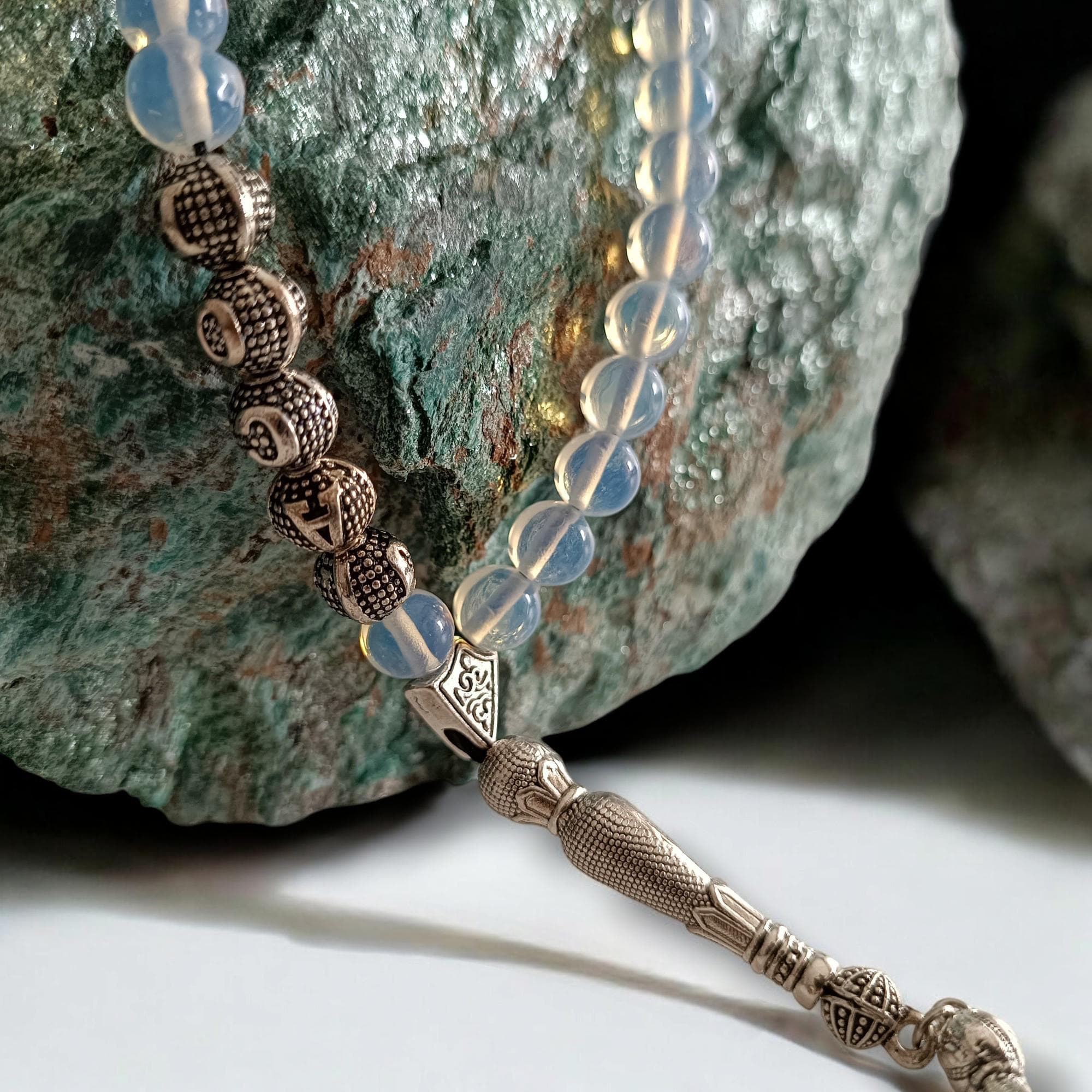 Custom Name Tasbih, Personalized Prayer Beads, Blue Opal Prayer Rosary, Customized Masbaha, Sibha, Tasbeeh Gift, Custom Rosary, Muslim Gift - image 3